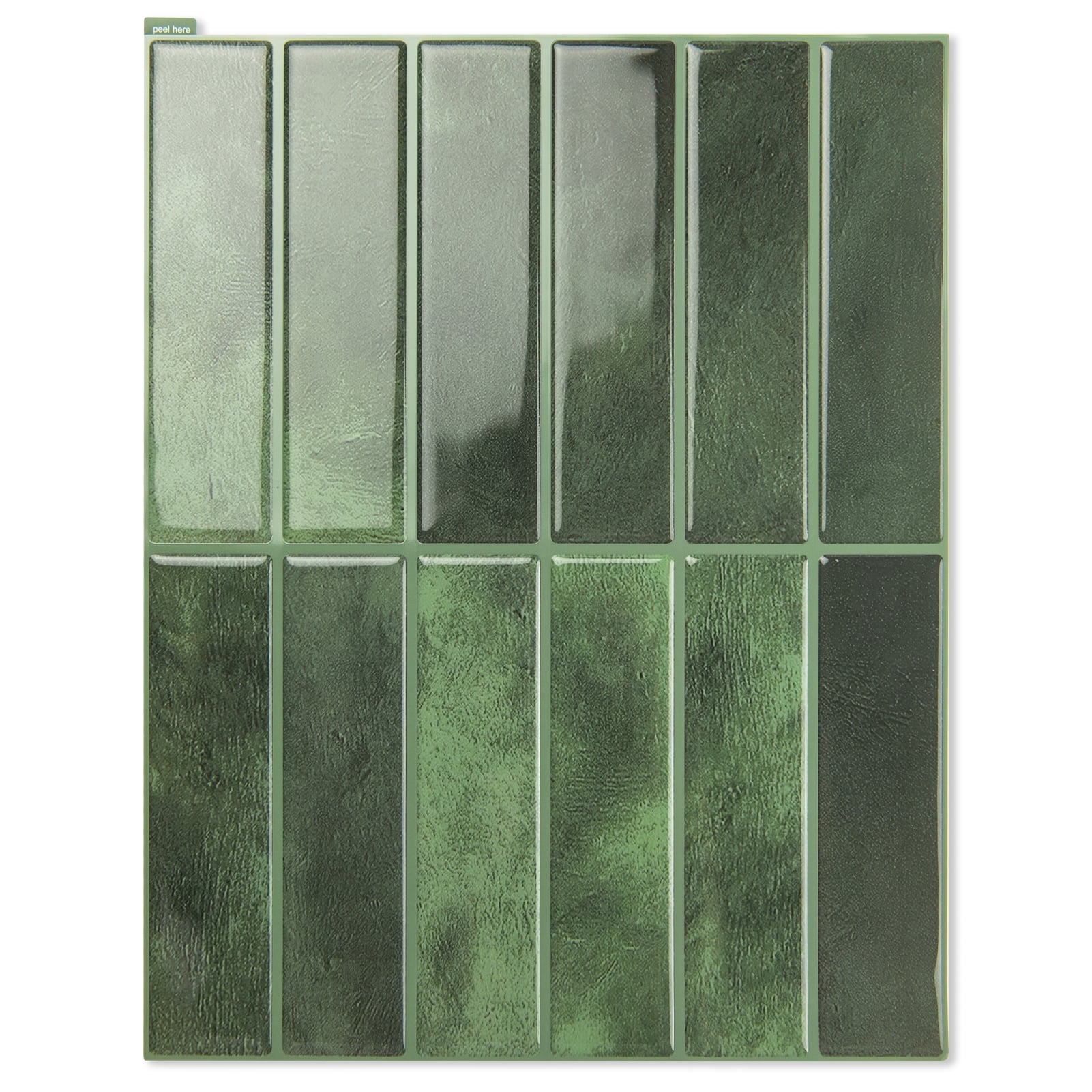 Art3dwallpanel Peel and Stick Backsplash Subway Tile (Green, 10 Pack, 11.4 in x 9 in) aqpr2