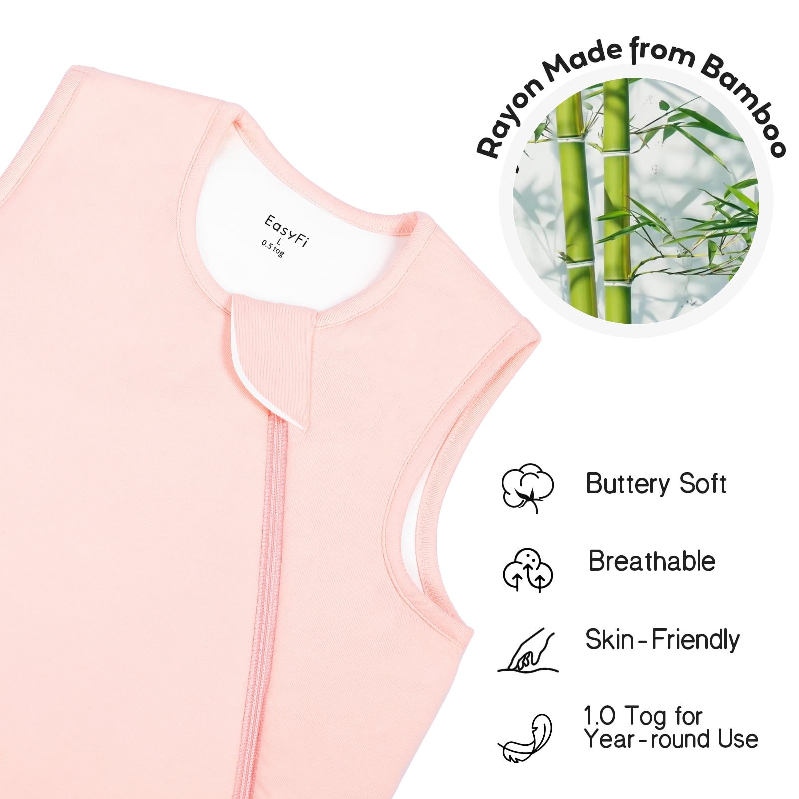 Easyfi Baby Sleep Sack 0.5 Tog Wearable Blanket (Pink, 0-6 Months) 4sbhb