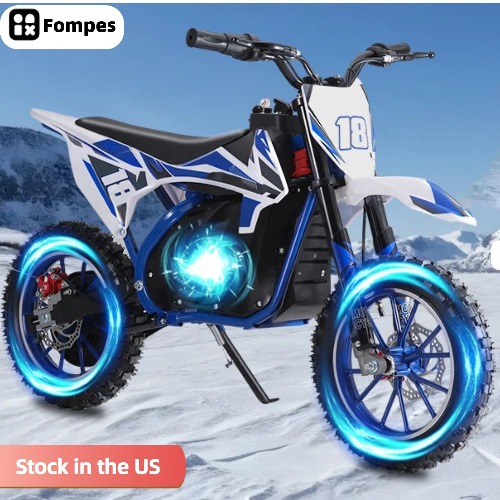 Fompes Electric Dirt Bike for Kids, 3-Speed Off-Road Motorcycle with 250W Motor (Blue, 10 in) ezdpb