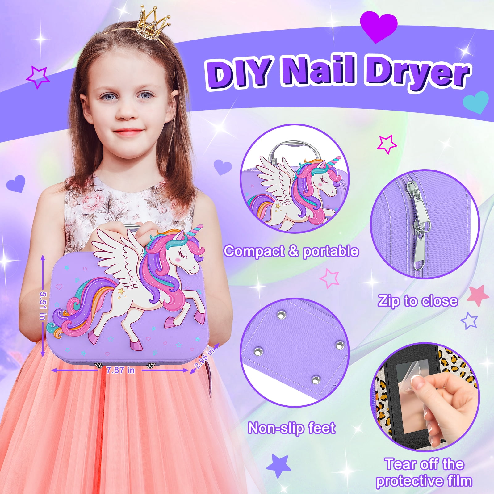GORISPI Kids Makeup Kit for Girls, Princess Play Cosmetic Set with Carrying Case (1 Set) 7lhyu