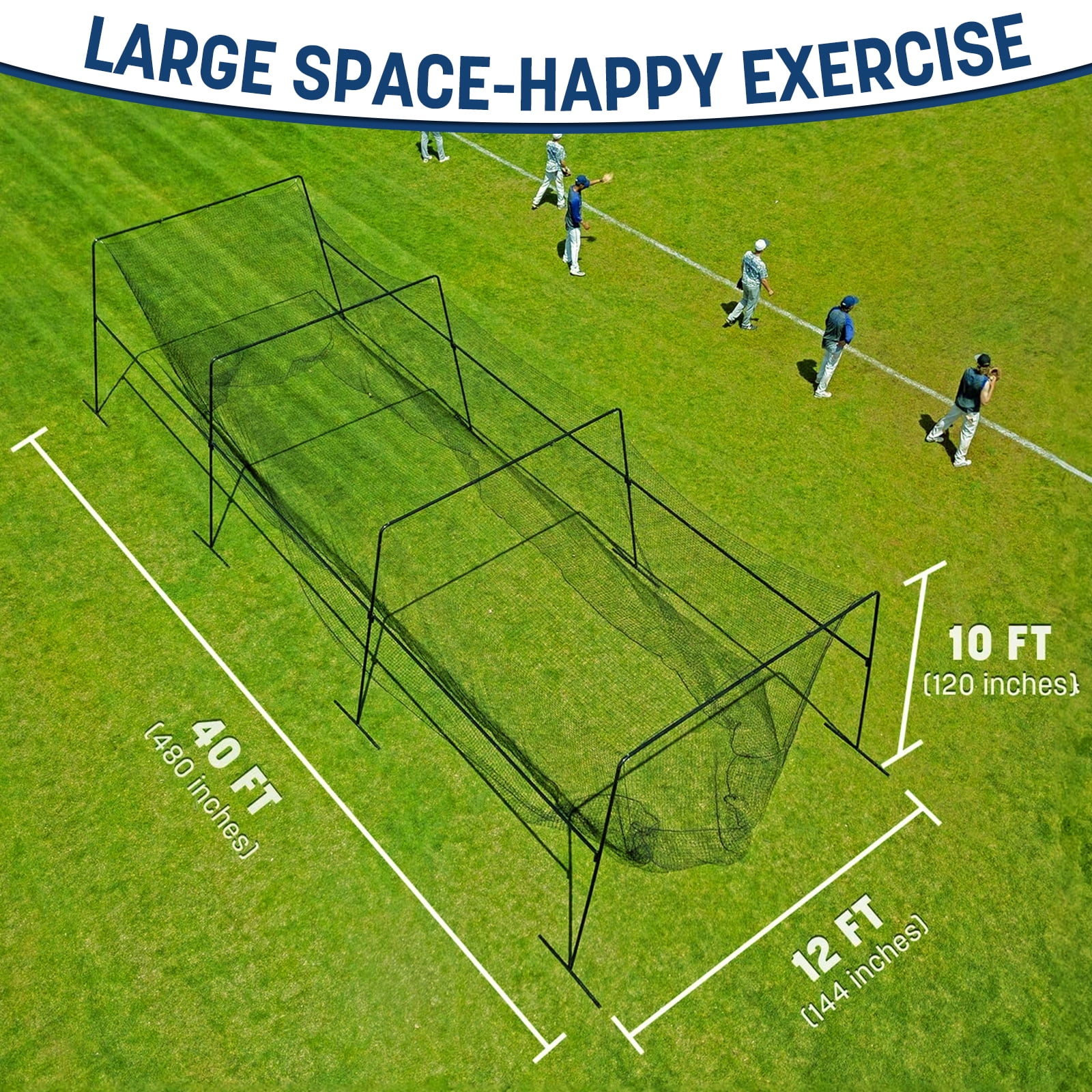 Skywalker Sports Professional Batting Cage, Heavy-Duty Steel Frame & UV Net for Baseball & Softball (Black, 40 ft) kbxbx