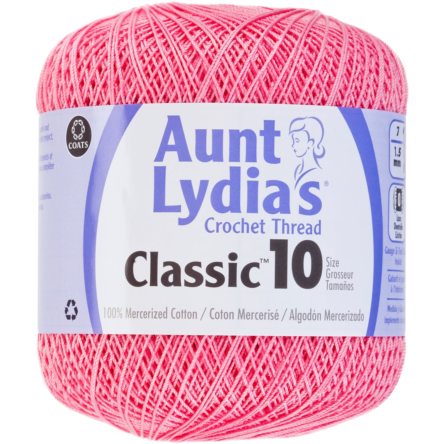 Aunt Lydia's Classic Crochet Thread, Mercerized Cotton for Crafting (French Rose, 3 Pack, 350 yd) swd17
