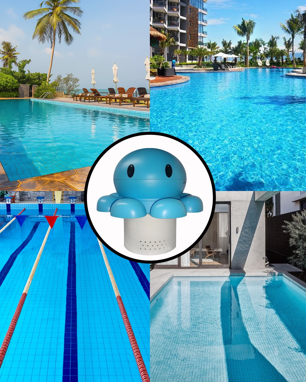 Ninglu-Choice Chlorine Tablet Dispenser, Floating Pool Chemical Feeder for Spa and Hot Tub (Holds 4 Tablets, 3 in) 17s0m