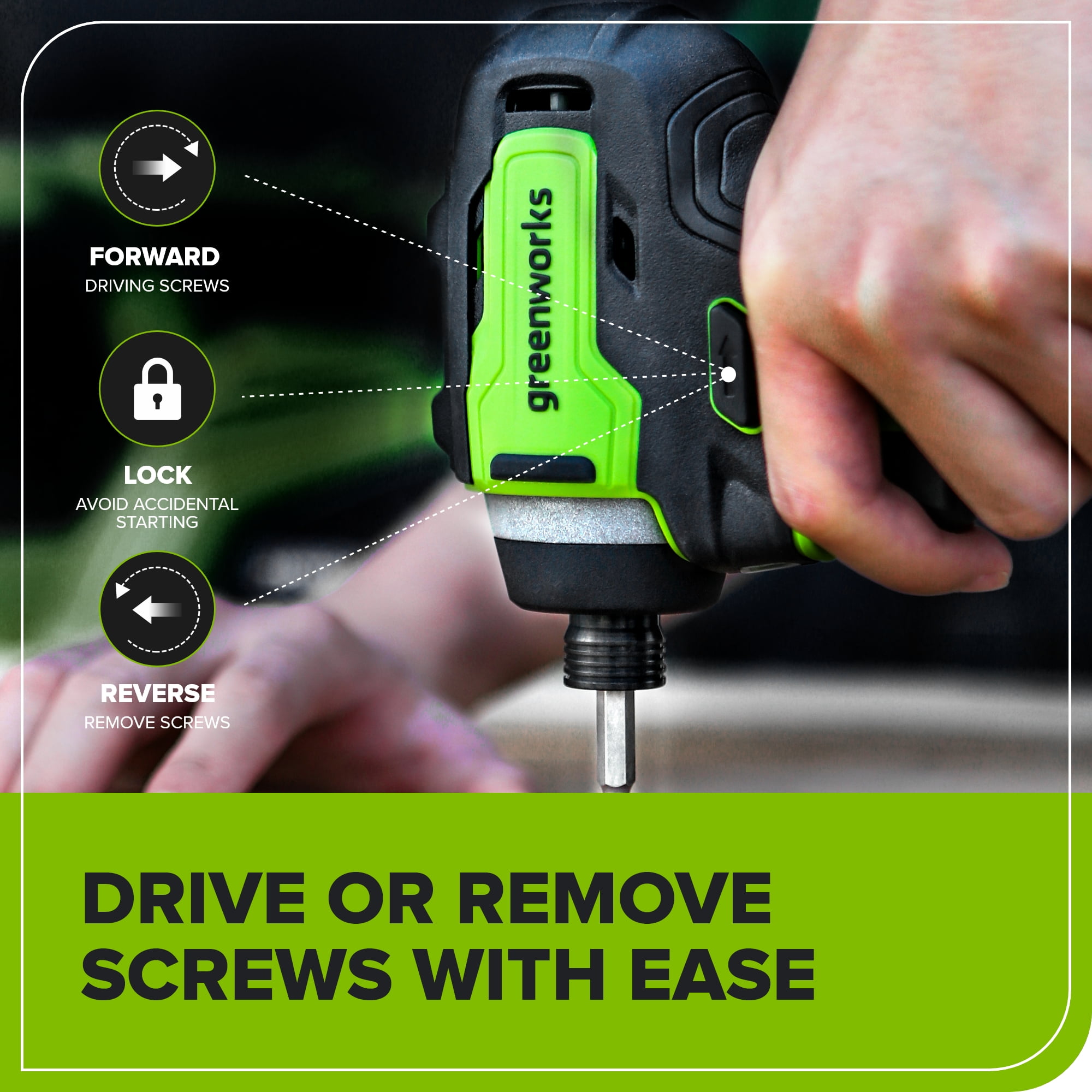 Greenworks 24V Brushless Cordless Impact Driver Kit (Green, 8-Piece Set) vj8tc - Image 5