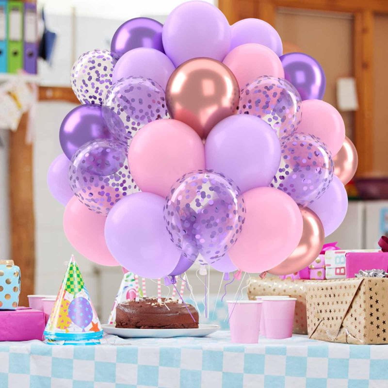 Qiameng Metallic Rose Gold and Pastel Purple Balloon Arch Kit for Party Decorations (50 Pack, 12 in) u2yey