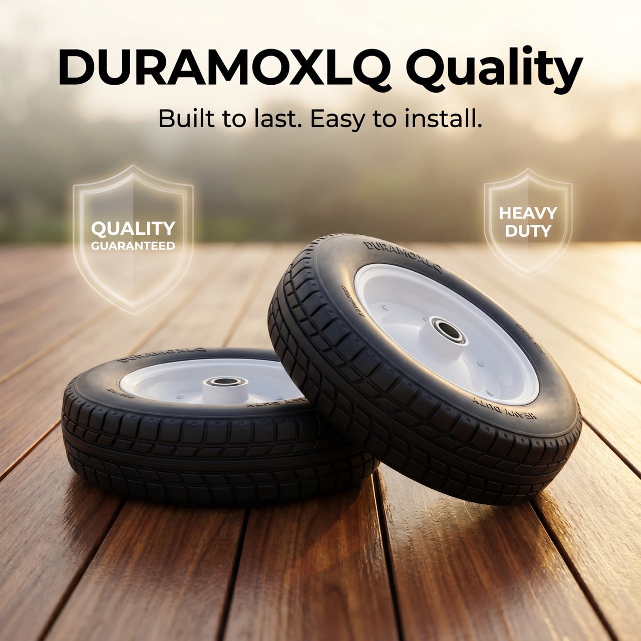 AURESTEYN Flat Free Wheelbarrow Tire and Wheel Replacement Set (Black, 16 in x 3.5 in, 2-Pack) t68xh