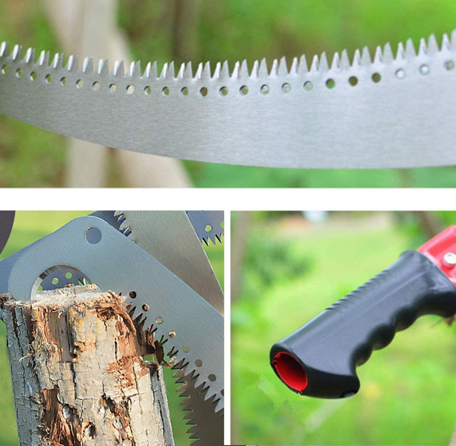 IHOMEPARK 10ft Extendable Pole Saw, Heavy-Duty Tree Pruner with 3-Sided Cutter Blade (Silver, 10 ft) corrb