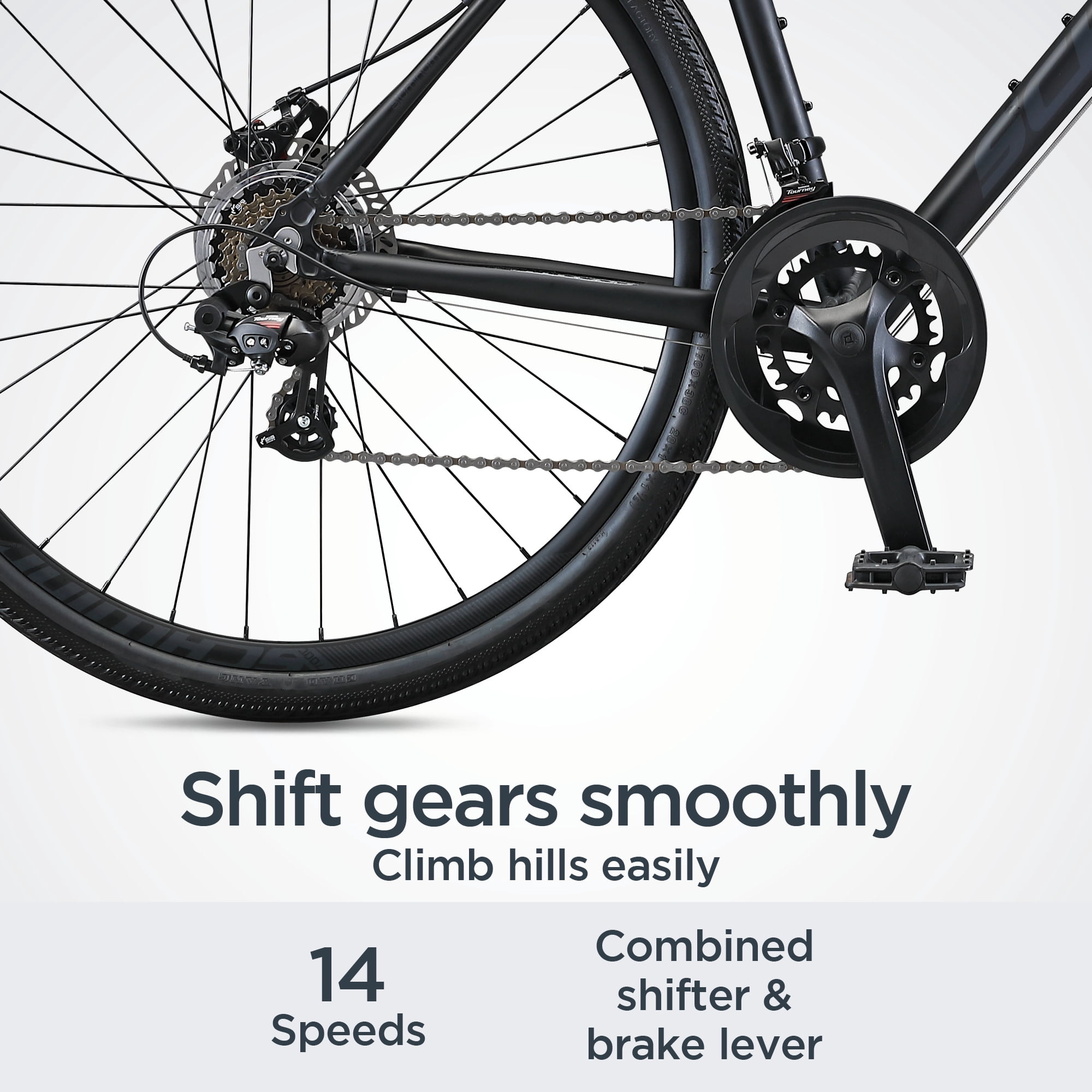 Schwinn Sporterra Adventure Gravel Bike, Lightweight Aluminum Frame, 14-Speed Drivetrain (Black, 700c Wheel) sy5sd