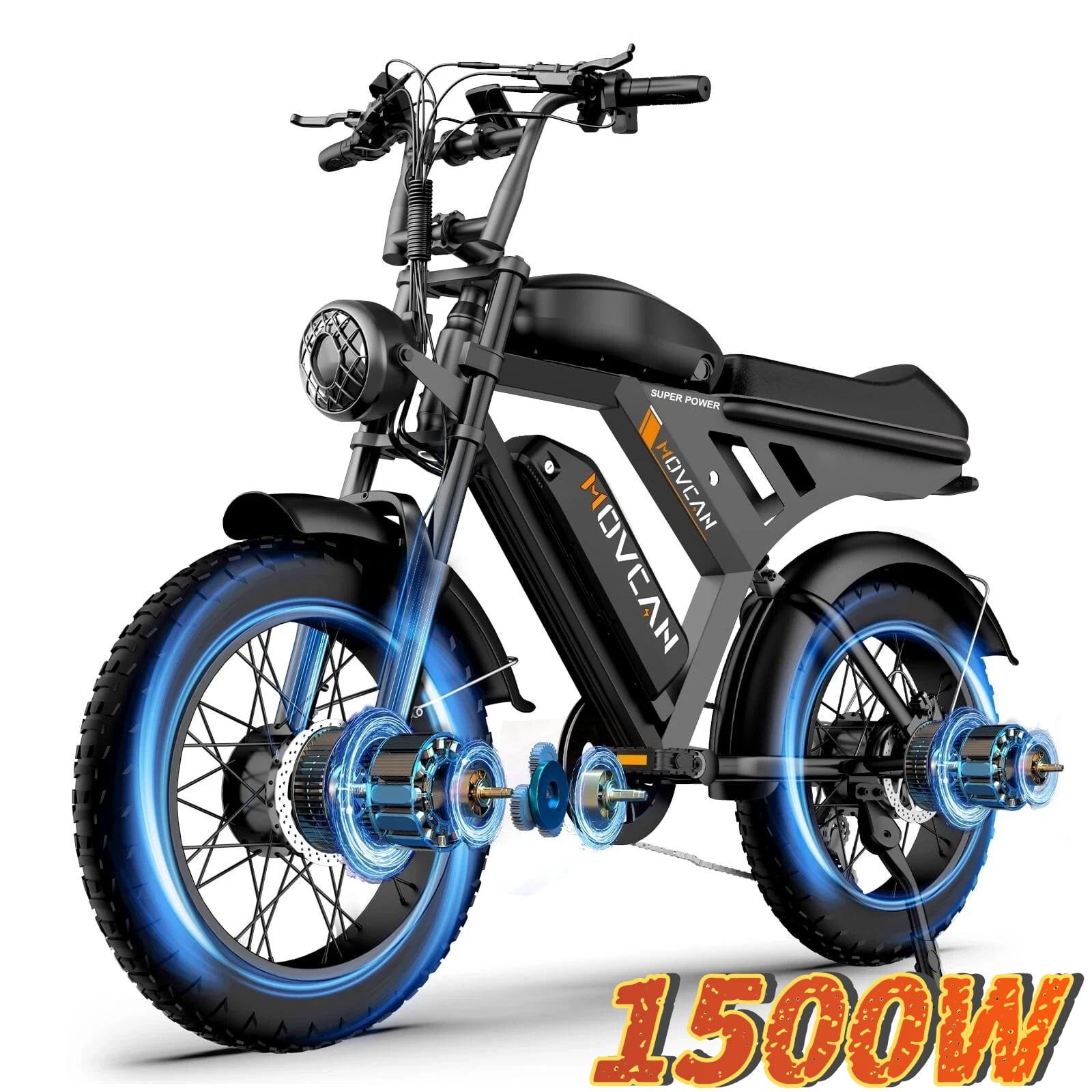 Movcan V30 Pro Max Electric Bike for Adults, 3000W Dual Motor Off-Road E-Bike, 120 Mile Range, 20 in x 4 in Fat Tires (Black) 1apag