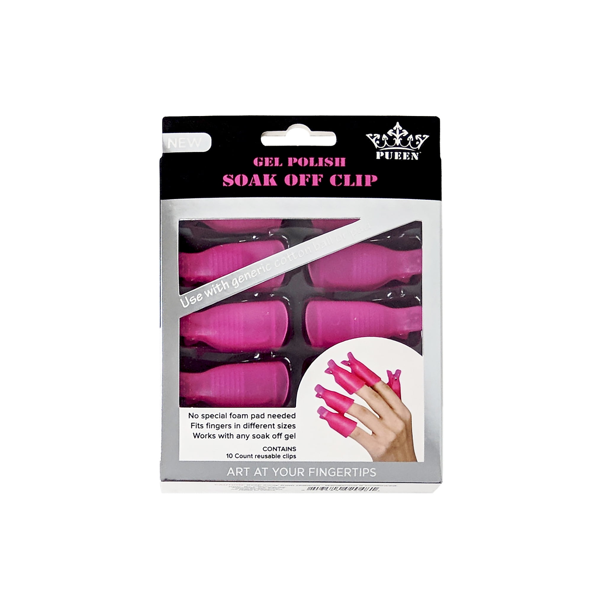 Pueen Reusable Nail Soaker Cap Clips for Gel Polish Removal (Pink, 20 Count) j2ktu