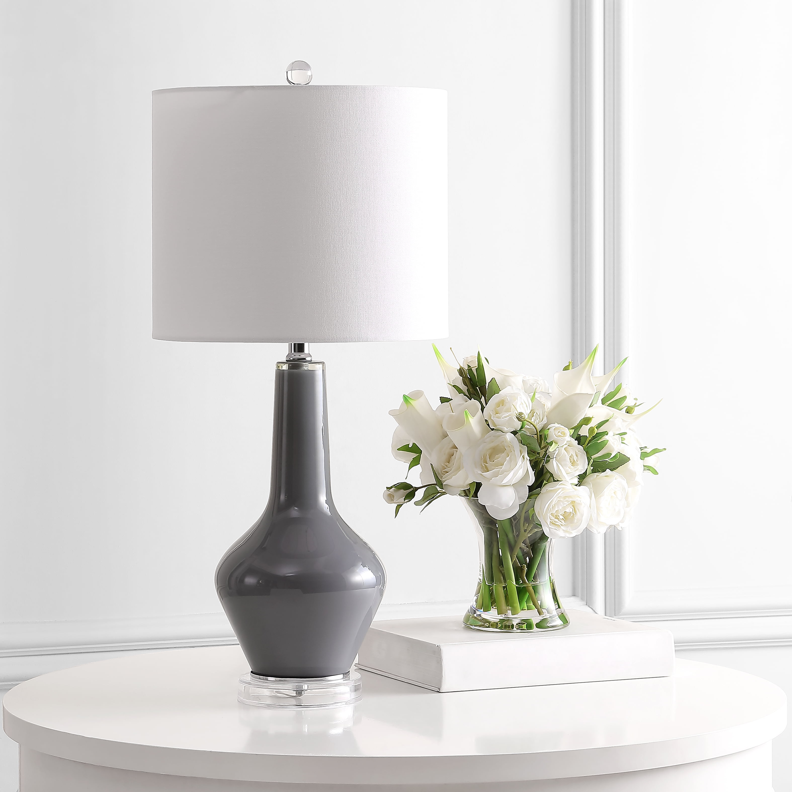 Safavieh Velor Modern Glass Table Lamp with LED Bulb (Smoked Grey, 24 in. H) jfd8i