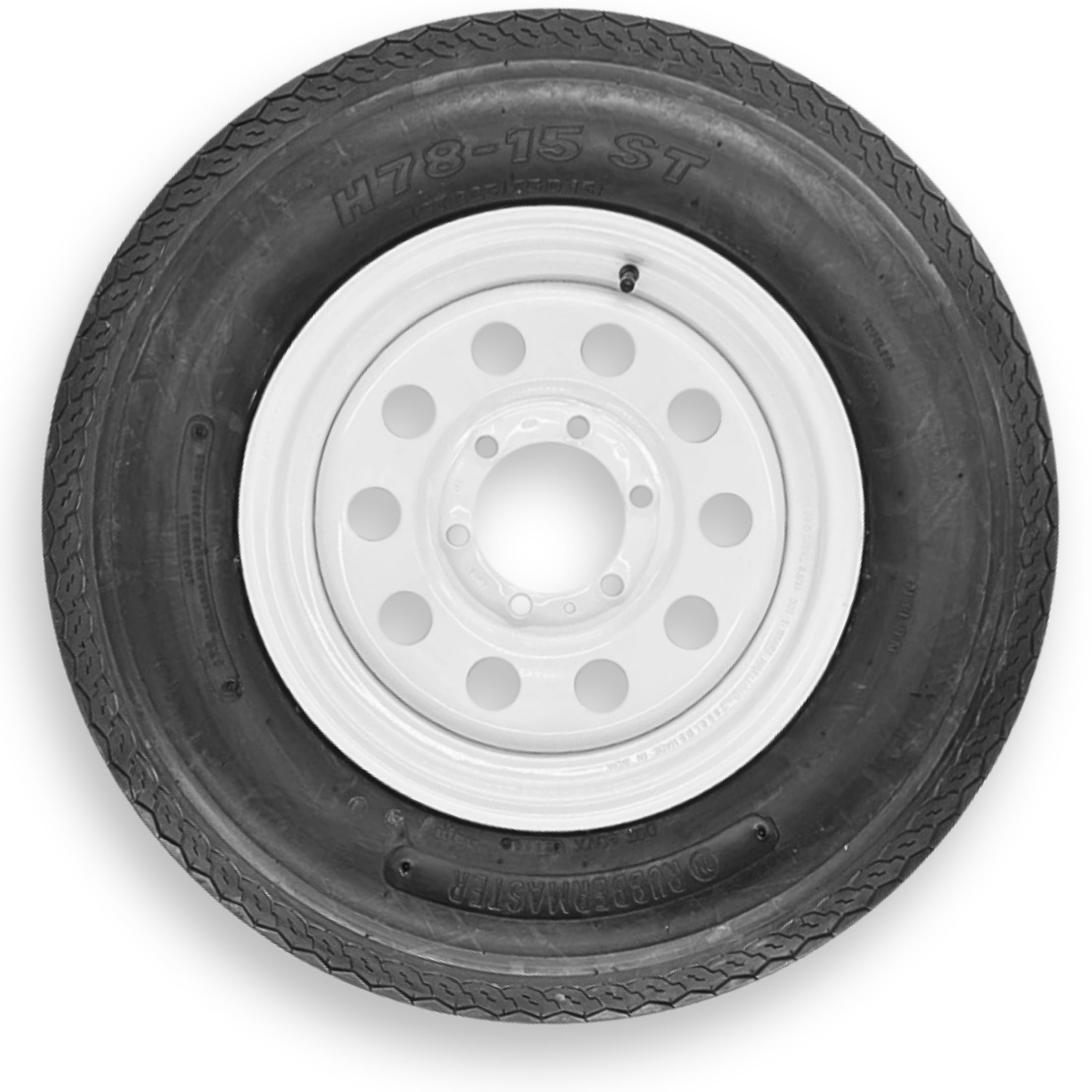 RubberMaster ST225/75D15 Trailer Tire and Wheel Assembly (8 Ply, 6 on 5.5 Bolt Pattern, White) z4atb