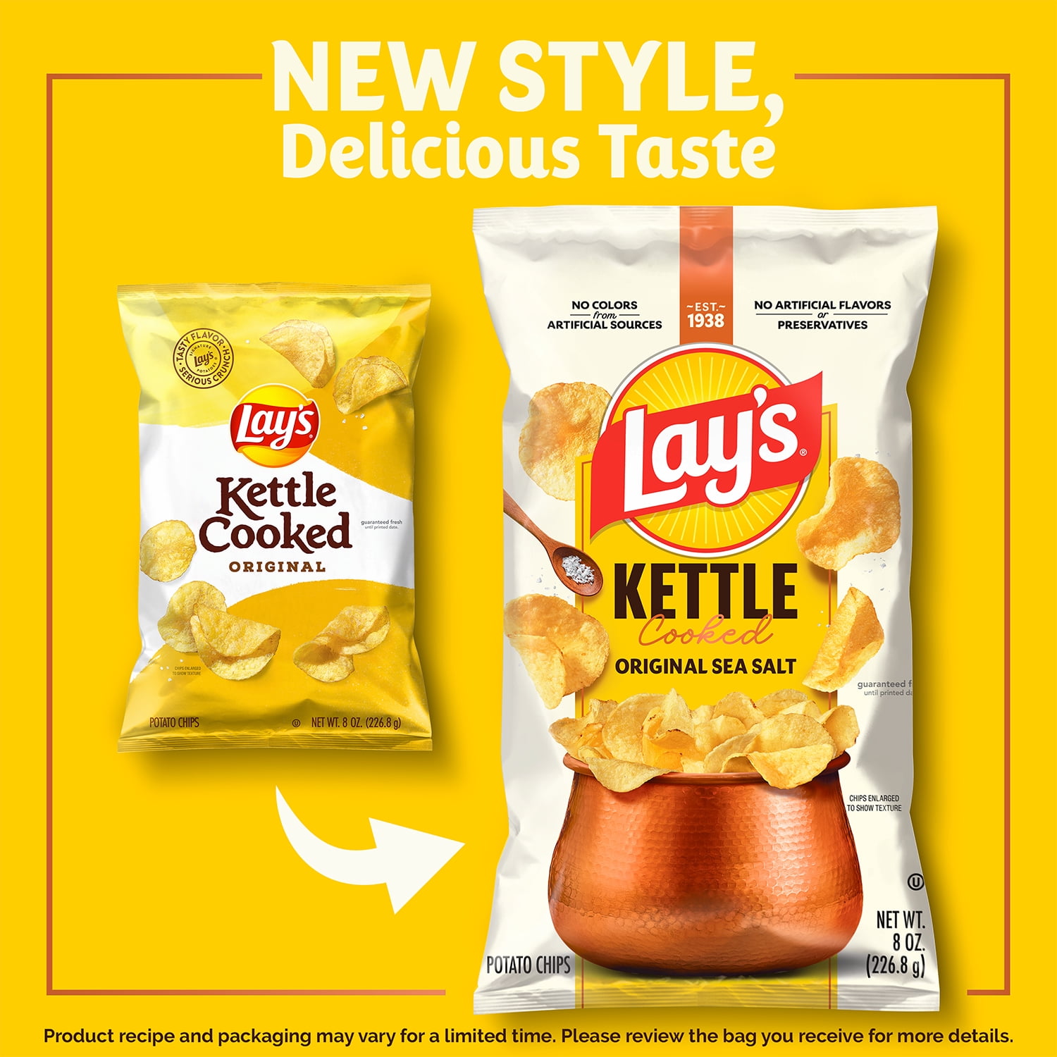 Lay's Kettle Cooked Potato Chips, Original Sea Salt Flavor (8 oz) pnt2i