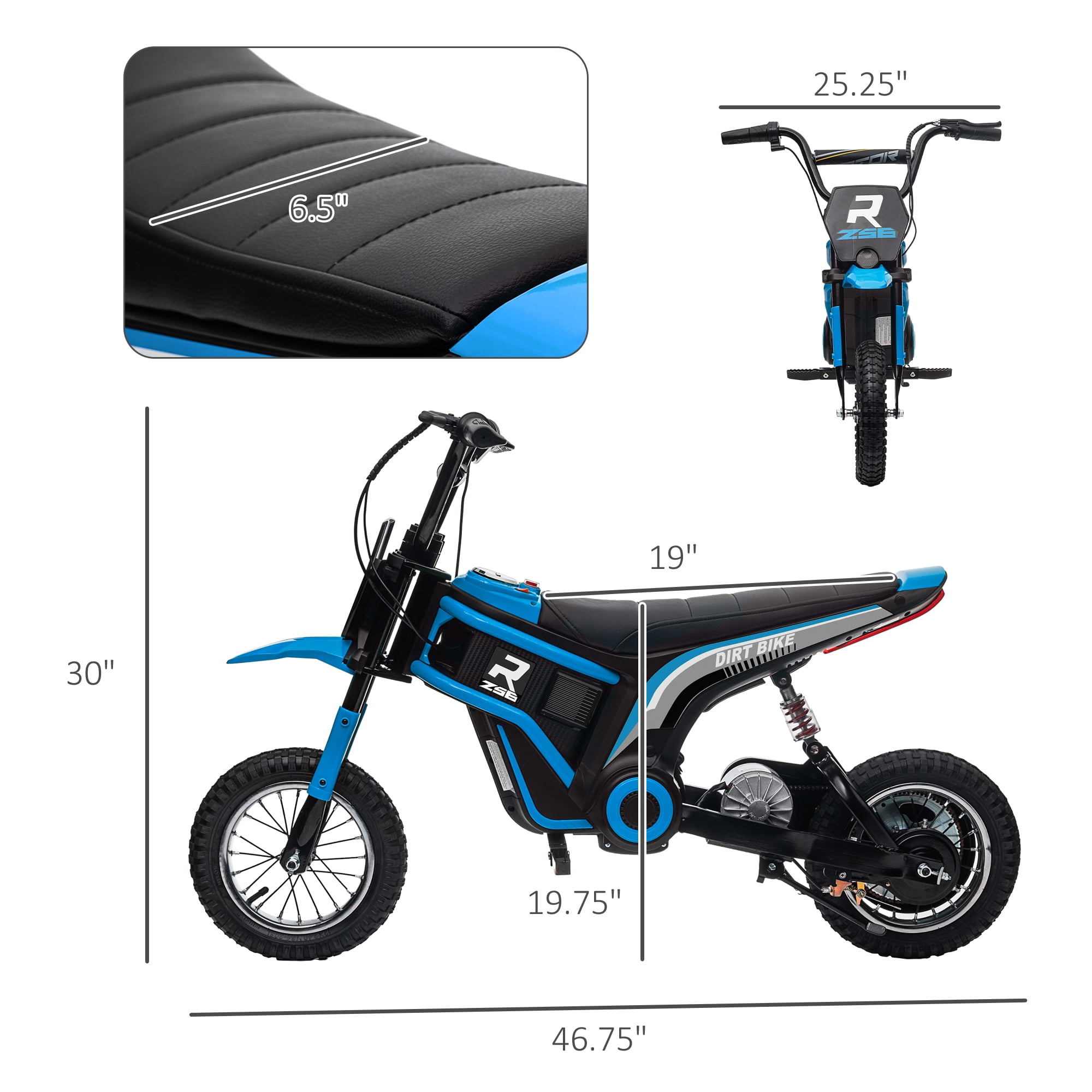 Aosom RZ56 350W Electric Powered Mini Bike, Variable Speed Motorized Dirt Bike for Teens (Blue, 12 in Wheels) xnpha
