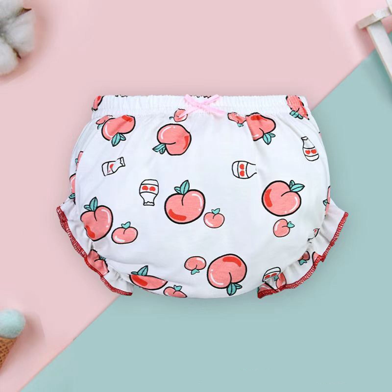 Splozh Toddler Girls Potty Training Underwear Organic Cotton Ruffled Briefs (Fruit Print, 4-Pack, 1-2 Years) c9uqs