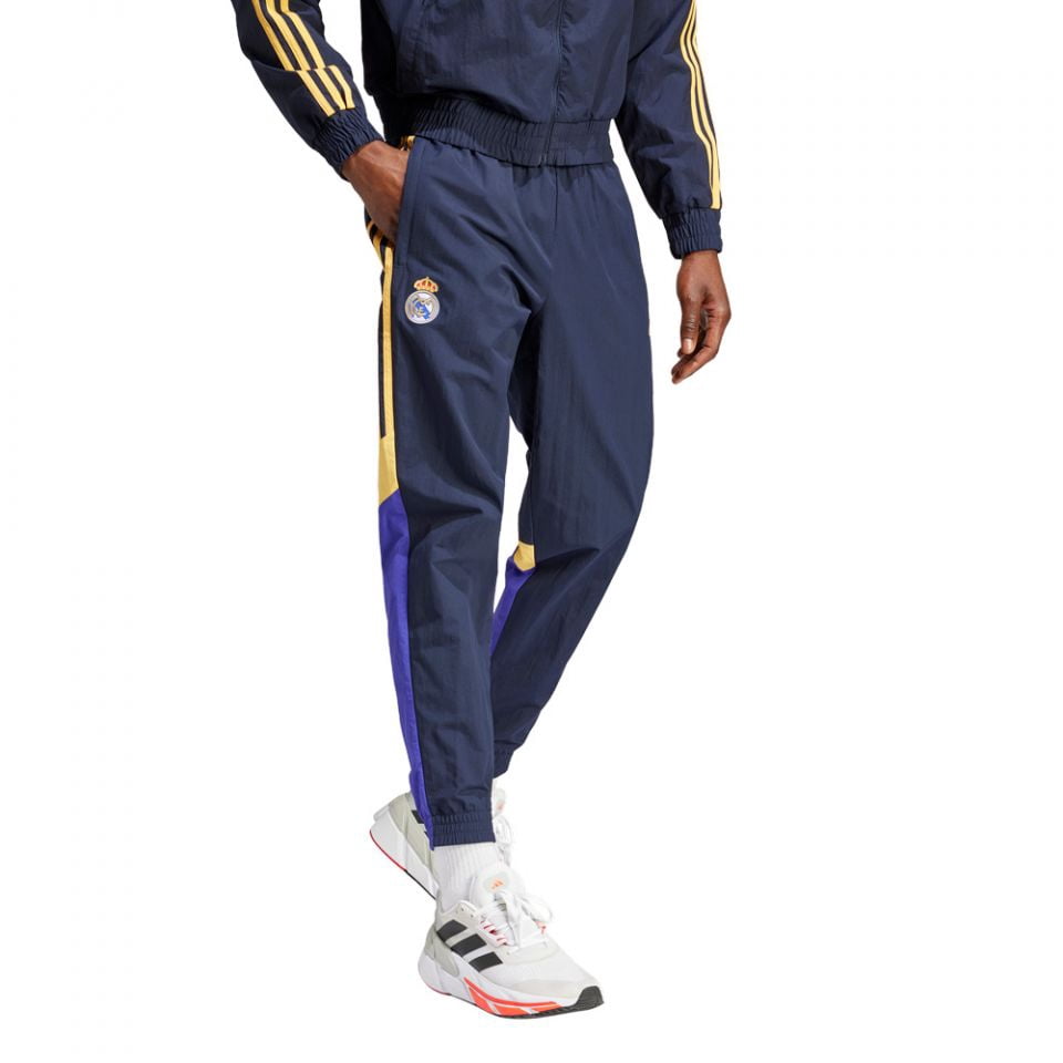 adidas Real Madrid Men Woven Track Pants Soccer Training Apparel (Black, M) uyu9r
