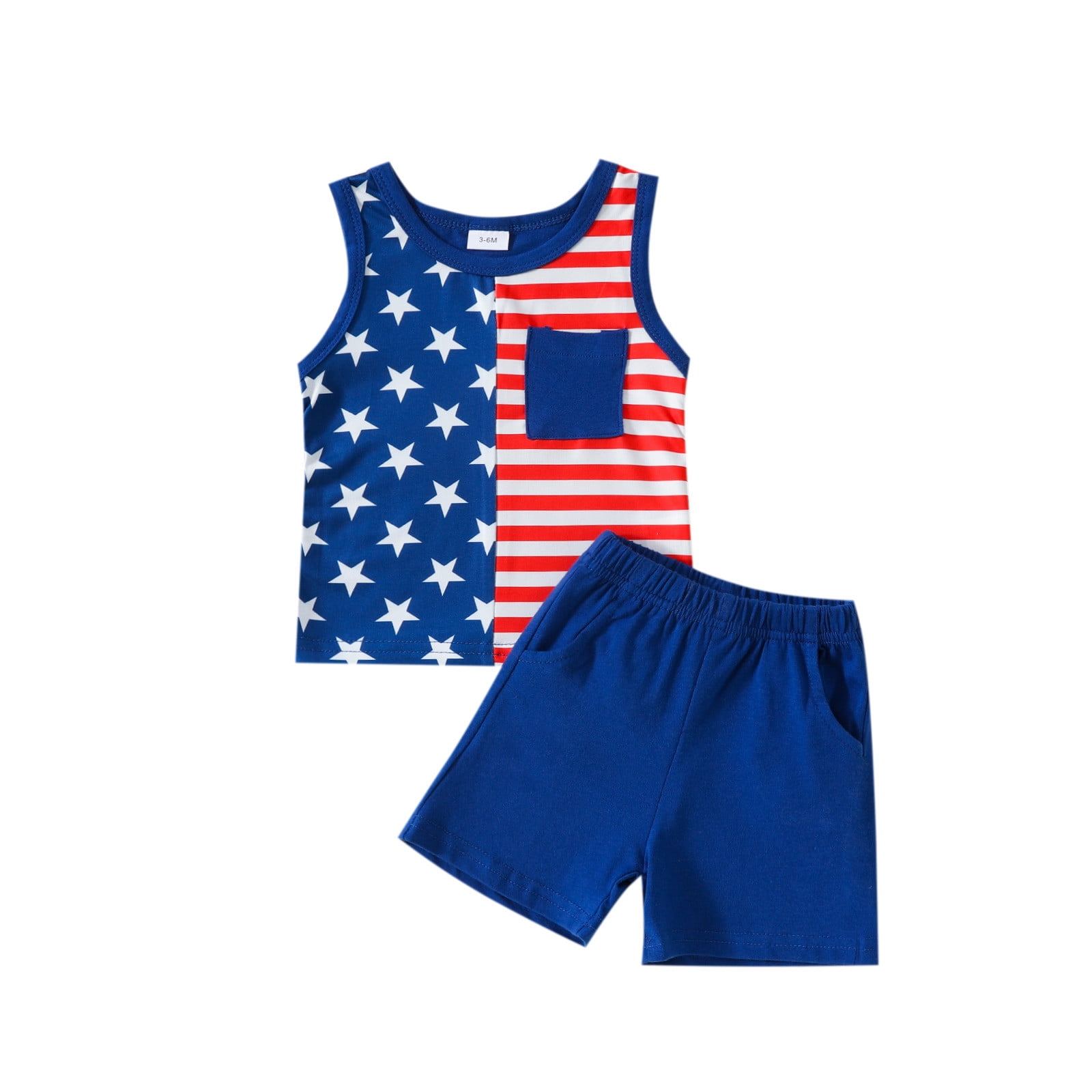 Odeerbi Infant Boys 2 Piece Independence Day Outfit Set (Blue, 2T) wcp3w