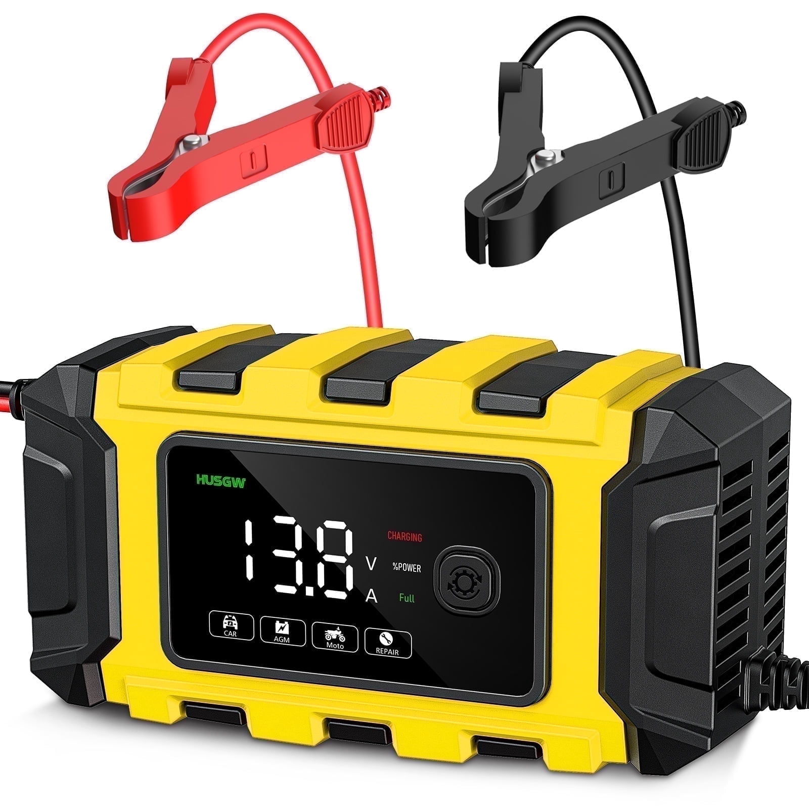 HUSGW 12V 6Amp Smart Automatic Battery Charger (Lead Acid, 2Ah-150Ah) 32df9