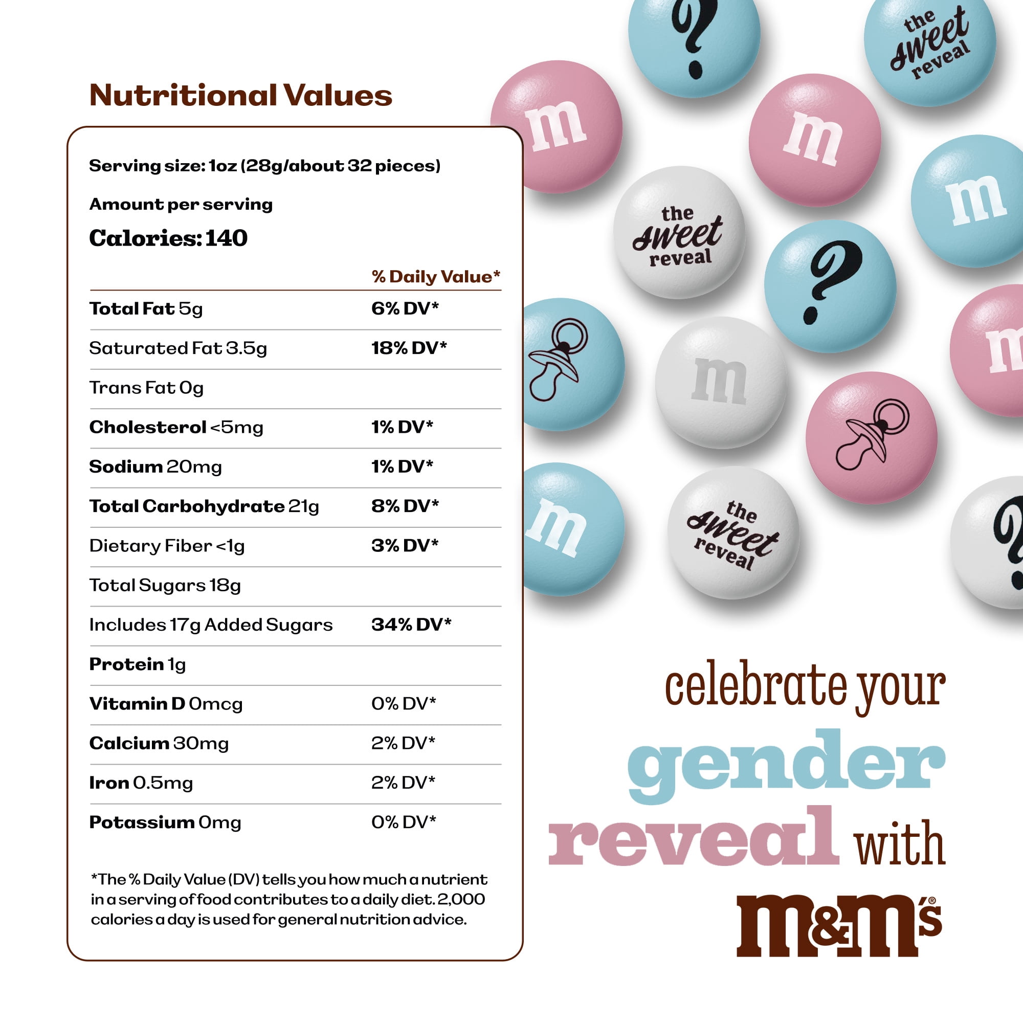 M&M'S Milk Chocolate Candy for Gender Reveal Parties (Light Blue, Light Pink, White, 2 lb) y8kk2