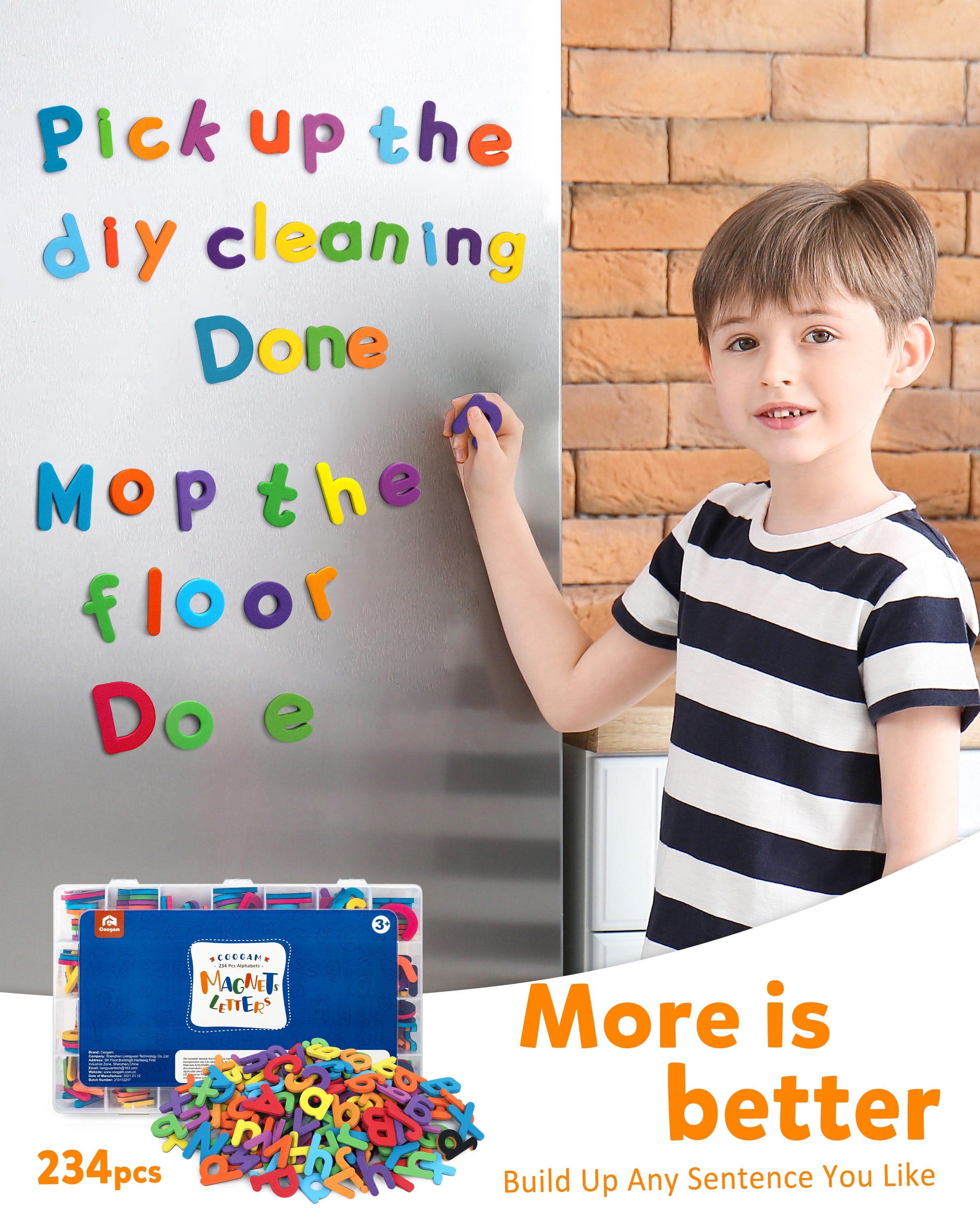 Coogam Magnetic Alphabet Letters Set with Board and Markers (234 Pieces, Multicolor) 8ehko