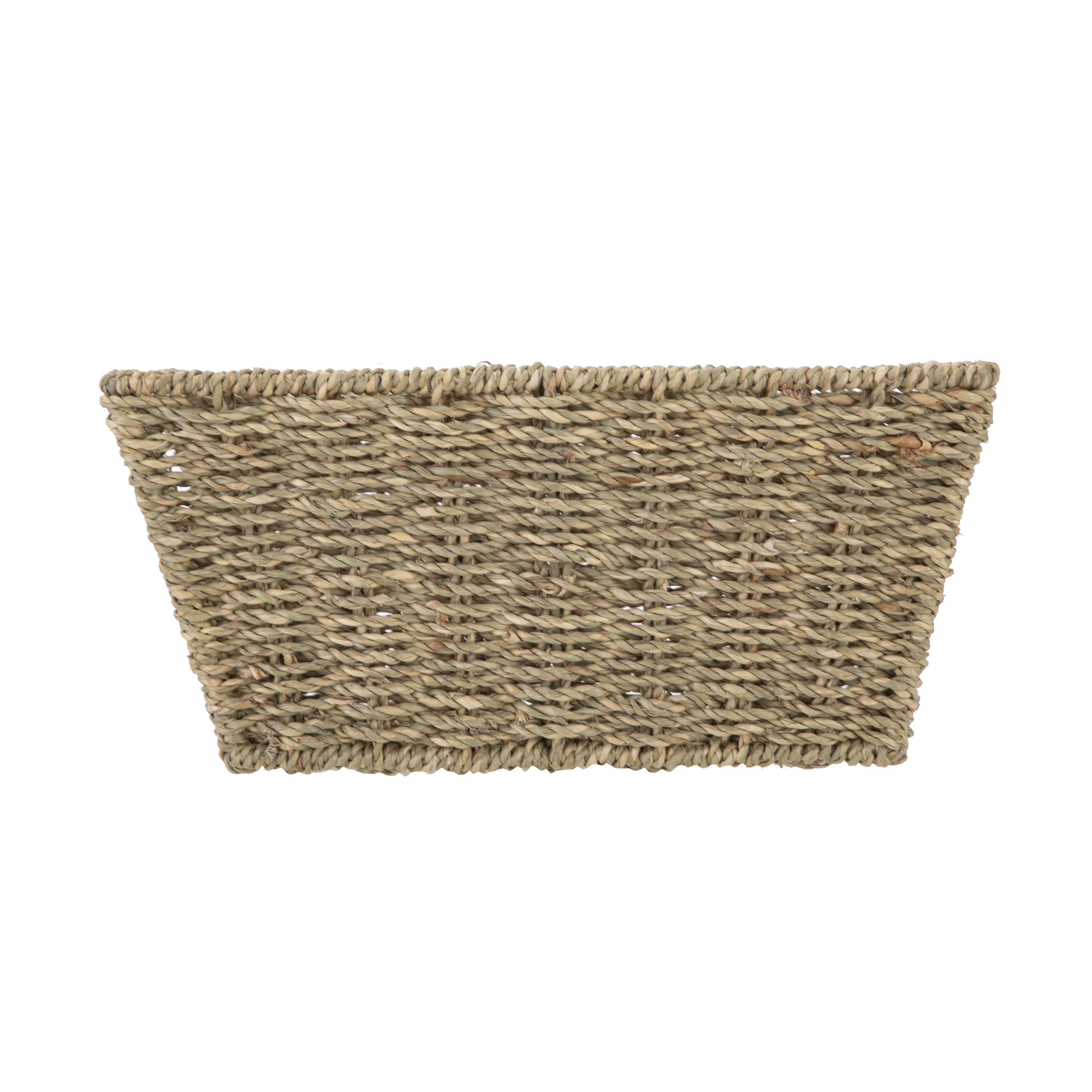 Mainstays Natural Handwoven Seagrass Basket, Decorative Storage Organizer (Rectangle, 12 in x 8 in x 6 in) w3a0o