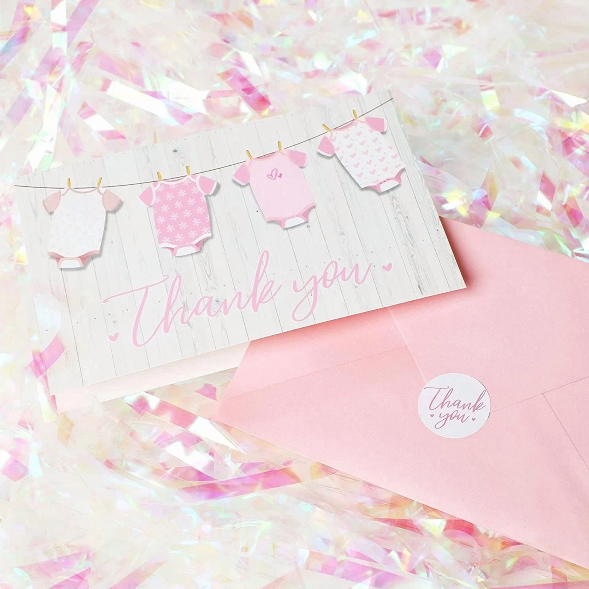 YANI Baby Shower Thank You Cards Set with Envelopes and Stickers (60-Pack, 6 in x 4 in) js9wy