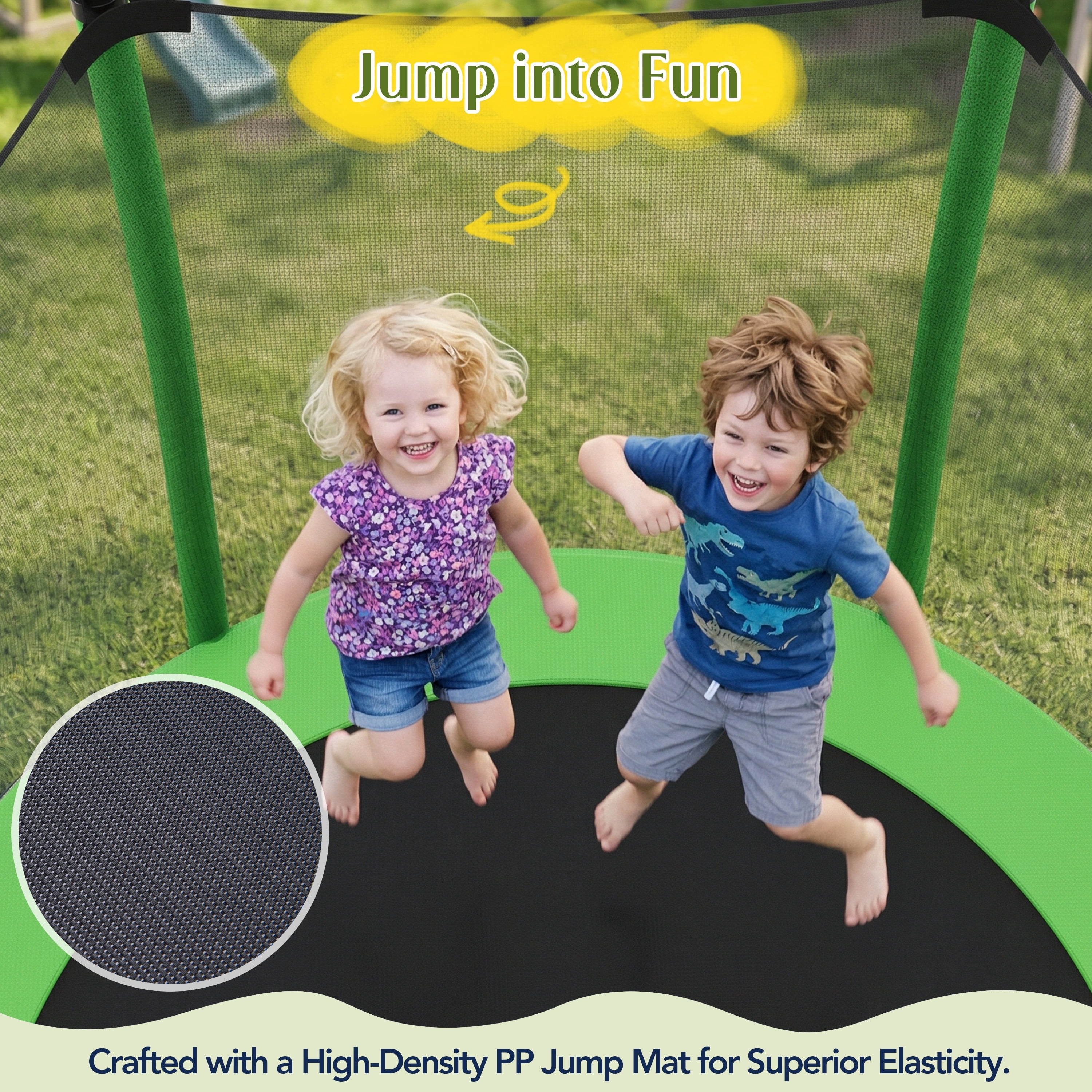 Segmart 5.5 ft Kids Trampoline with Safety Enclosure and Spring Padding (Green, 220 lb) n08kj