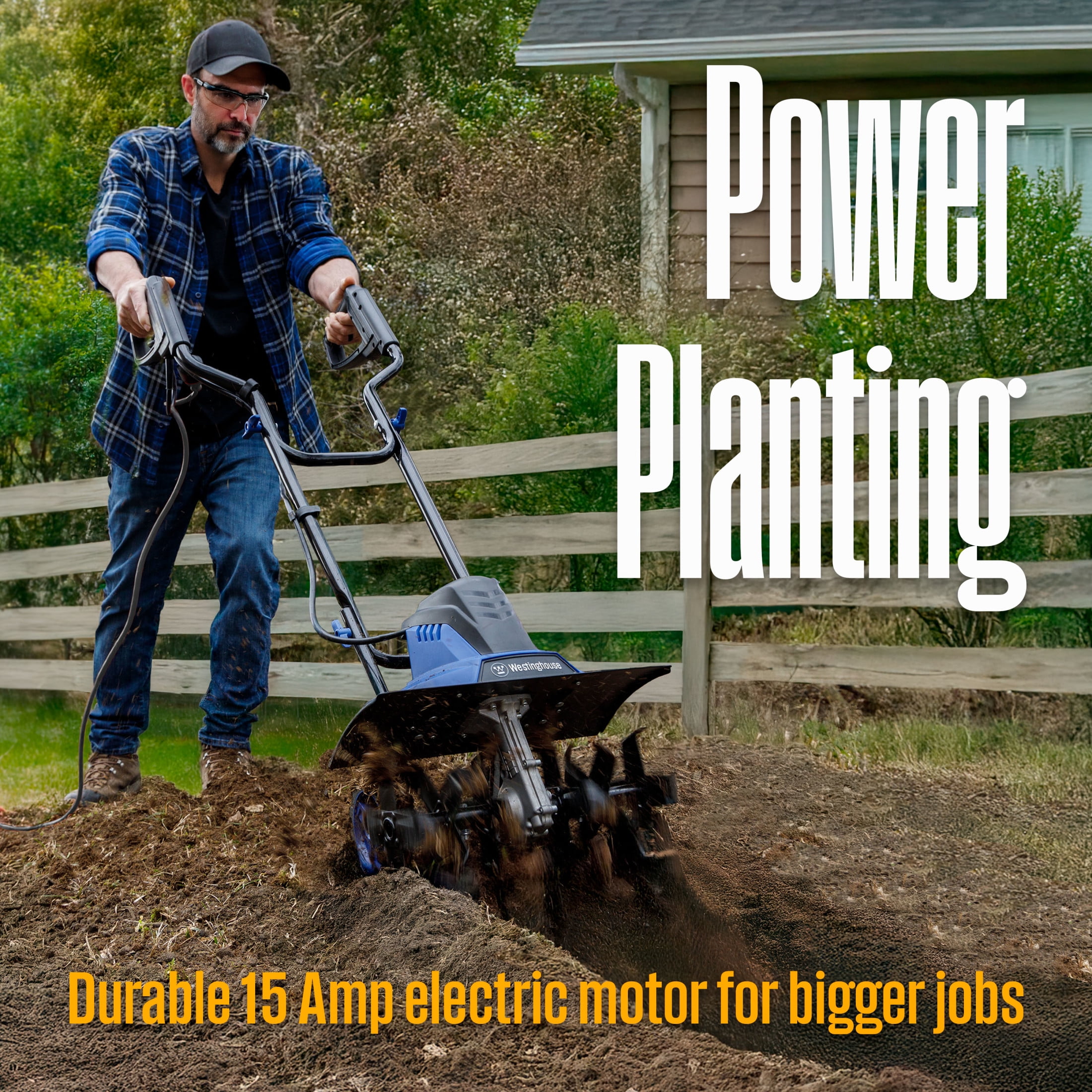 Westinghouse 15 Amp Corded Electric Tiller Cultivator (Blue, 18 in) 3xbw2