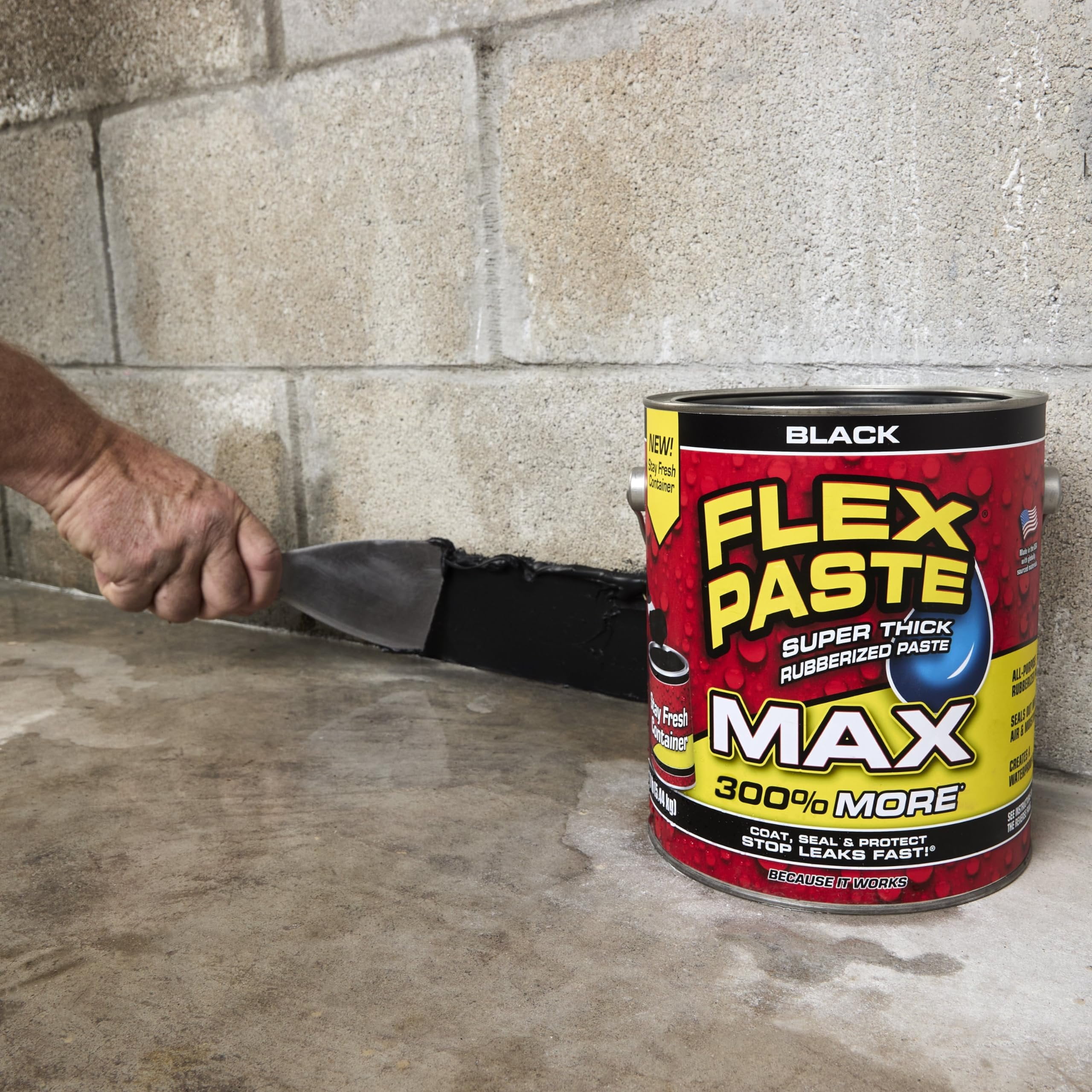 Flex Seal Flex Paste Waterproof Rubberized Sealant (Black, 16 oz) sealh