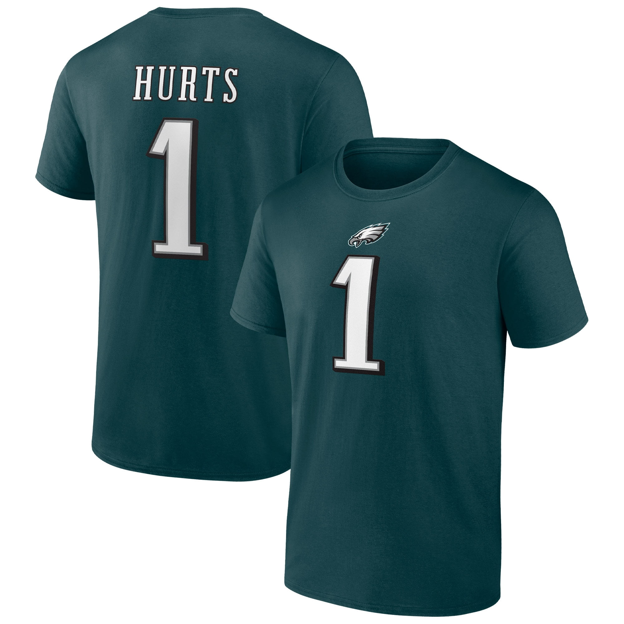 Philadelphia Eagles Jalen Hurts Mens Name & Number Short Sleeve Graphic T-Shirt (Green, S) ptd27