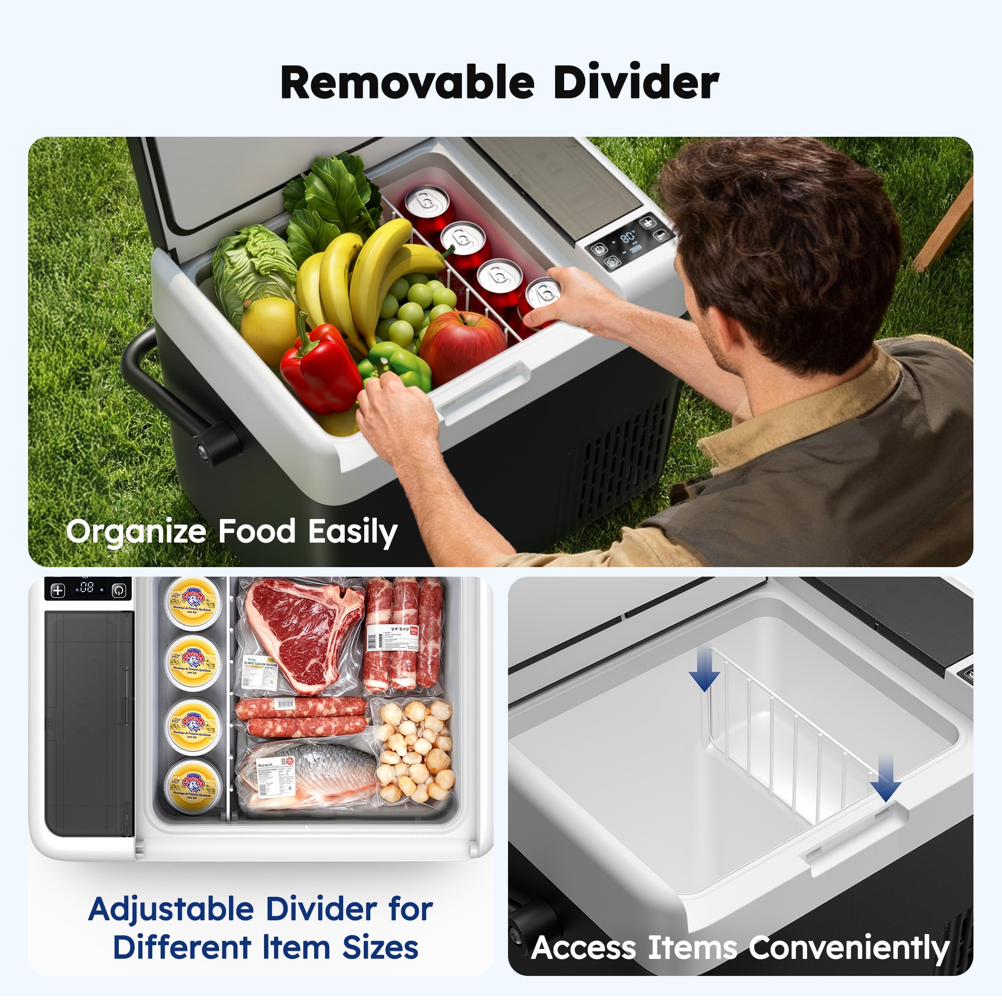 SIMZLIFE 12V Portable Car Refrigerator, Electric Cooler and Freezer for Camping and Travel (Black, 12 qt) 030x1