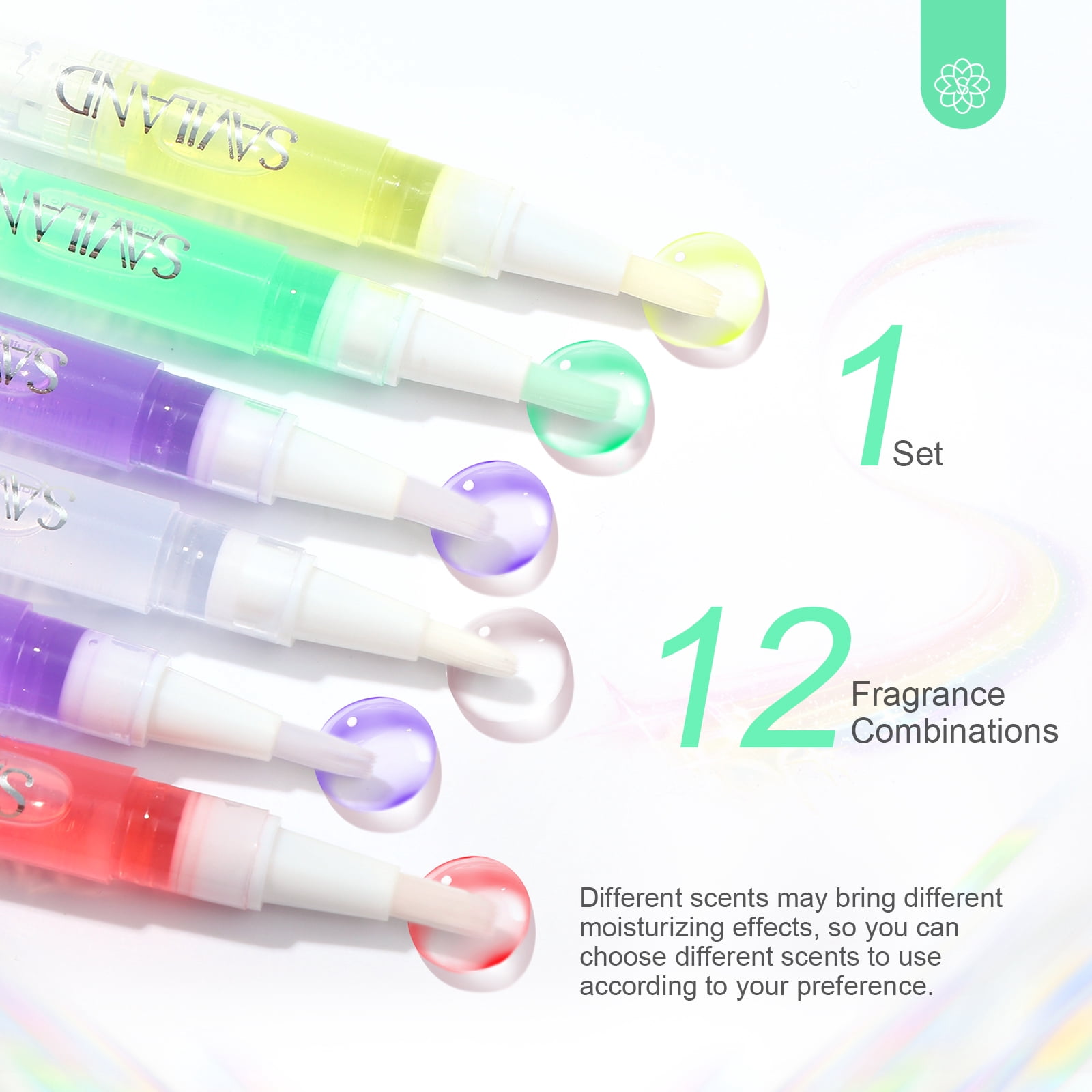 Saviland Cuticle Oil Pen Set with Vitamin E for Nail Growth and Repair (12-Piece Set) 1swqo