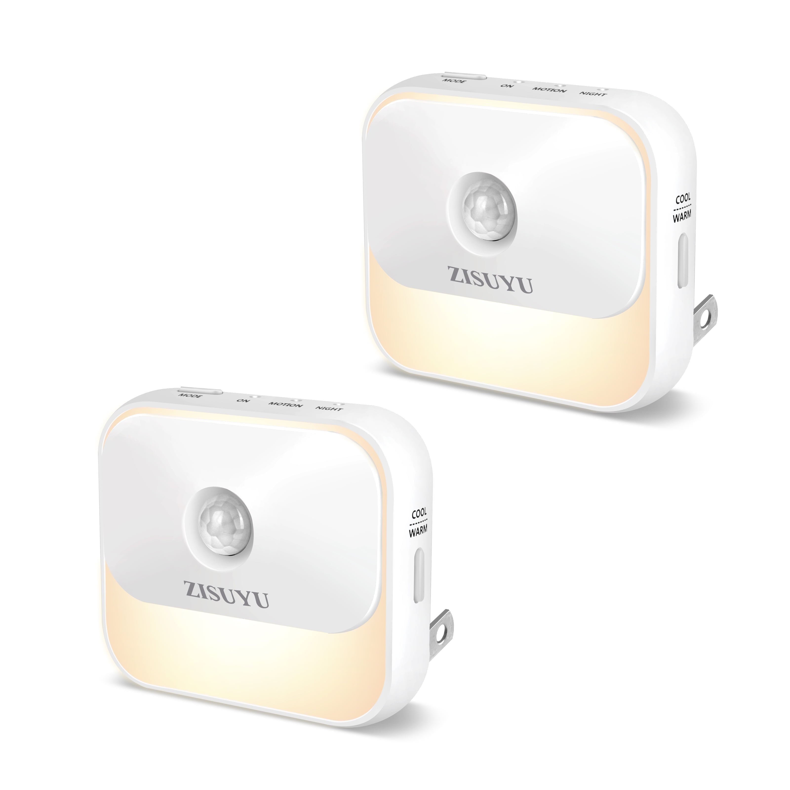 ZISUYU Dimmable Motion Sensor LED Night Light with 3 Lighting Modes (White, 2-Pack) zic0j