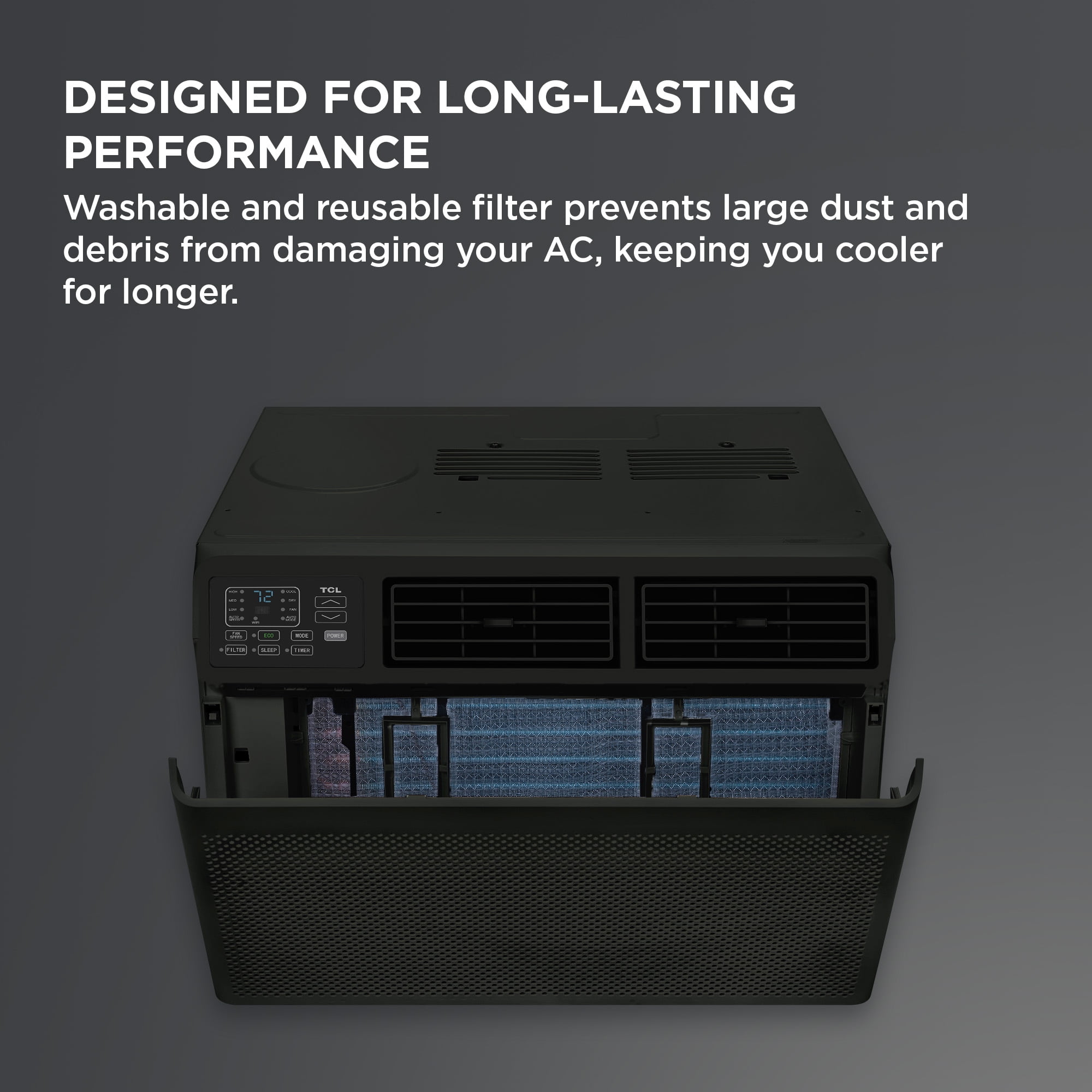 TCL 8,000 BTU Smart Window Air Conditioner, 3-in-1 AC, Fan & Dehumidifier with App & Voice Control (Black, 250 Sq ft) sv9nk