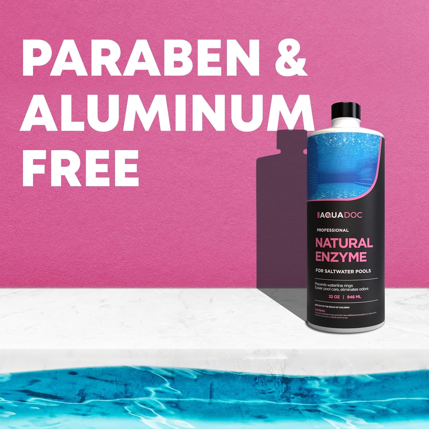 AquaDoc Saltwater Pool Enzyme Treatment, Waterline Cleaner & Oil Control (32 oz) u51ix