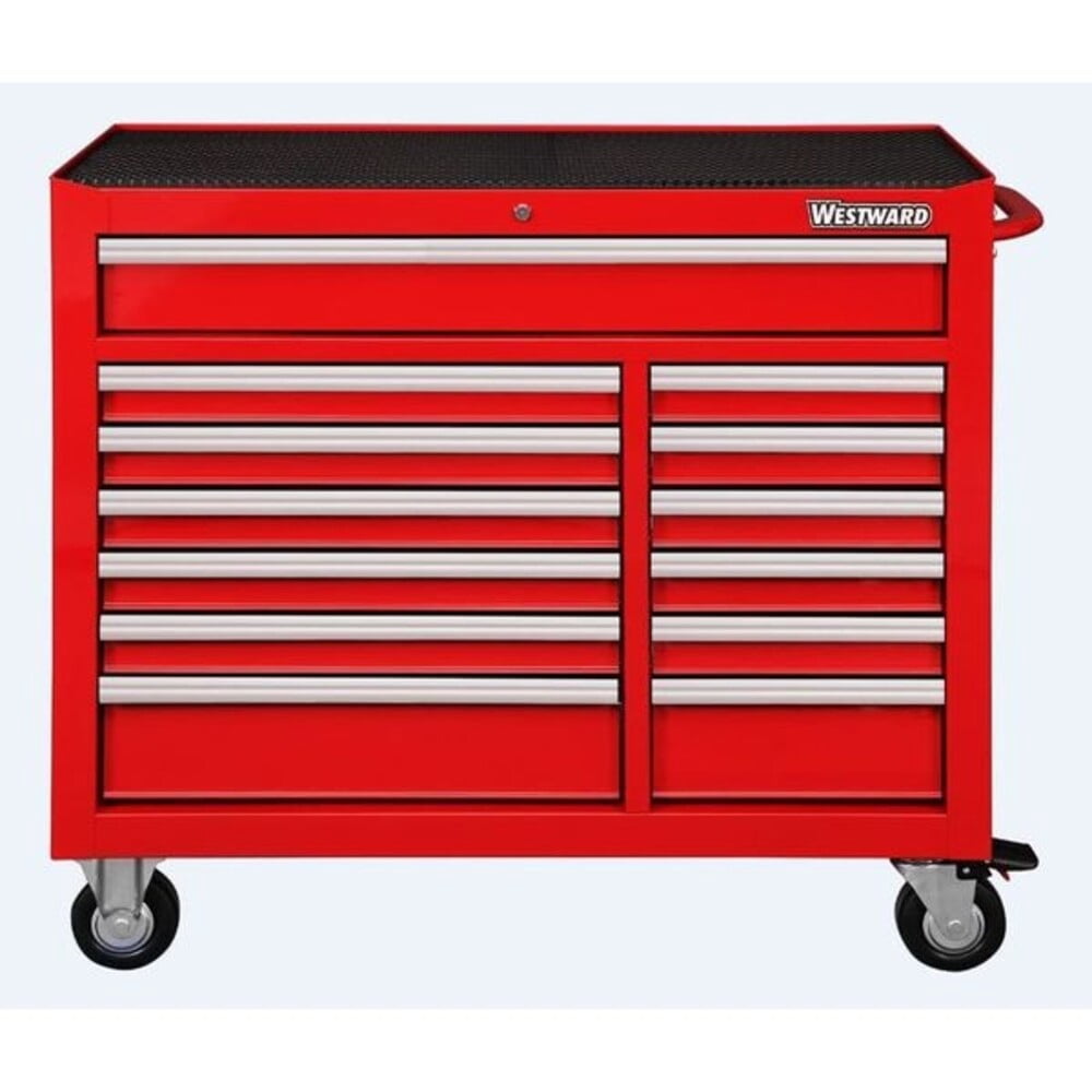 Westward Rolling Tool Cabinet, 13-Drawer Heavy-Duty Steel Storage Chest, Powder Coated Finish (Gloss Red, 42 in W x 19 in D x 40 in H) 9lnjq