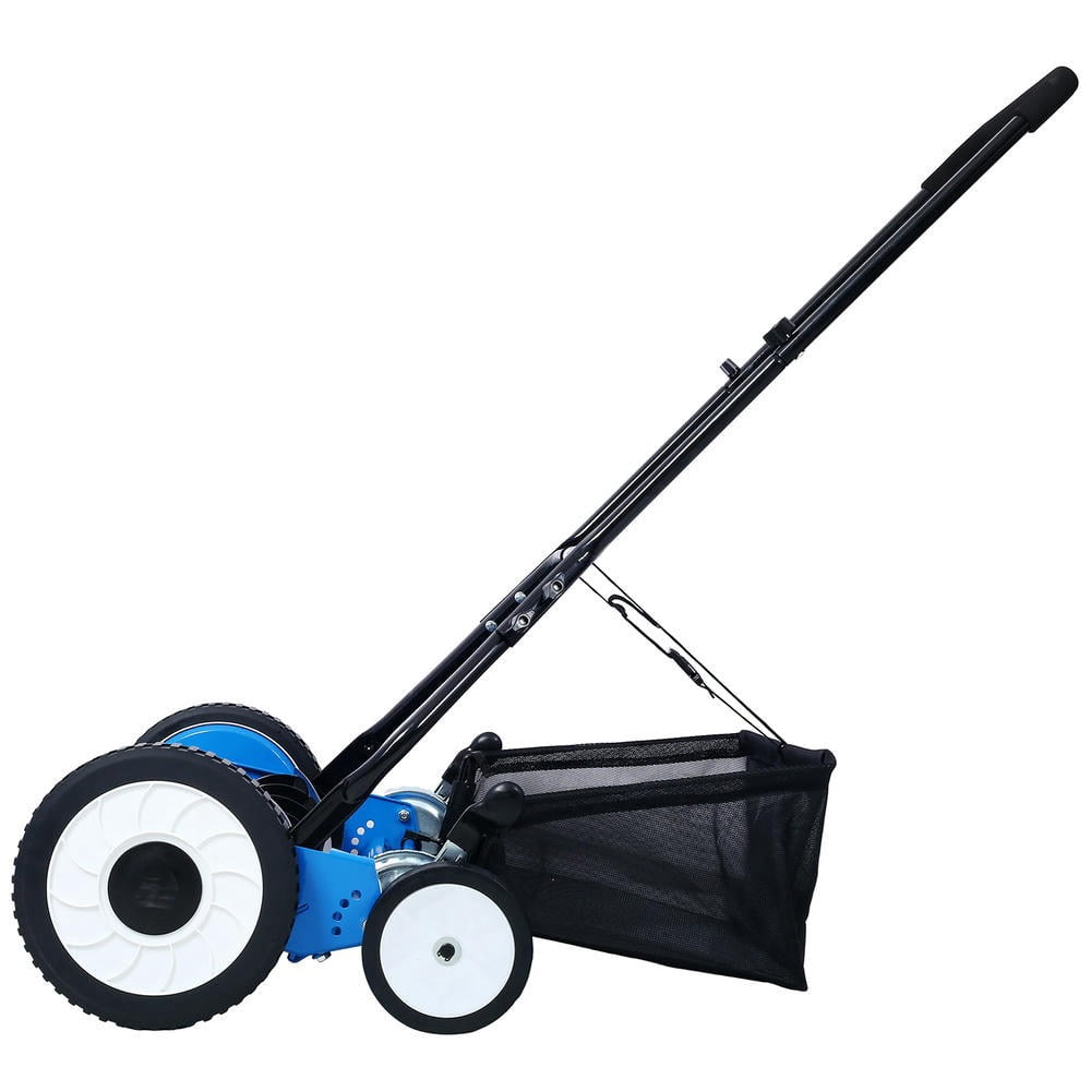GVN 20-Inch 5-Blade Push Reel Lawn Mower with Grass Catcher (Blue, 20 in) edxvk