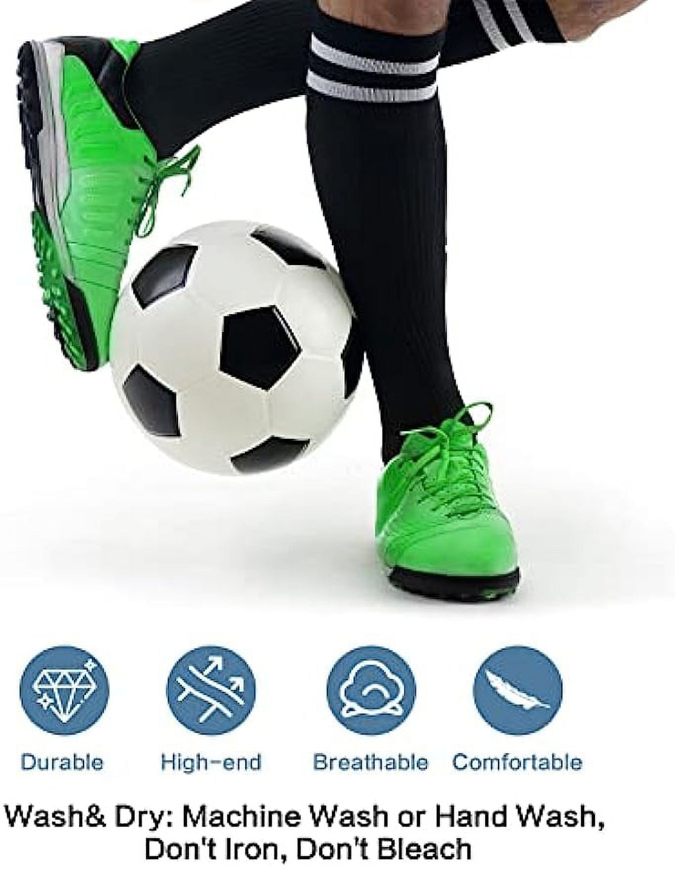 Totowood Kids Football Socks Breathable Athletic Soccer Training Gear (Black, 2 Pair Pack) 3o2ft