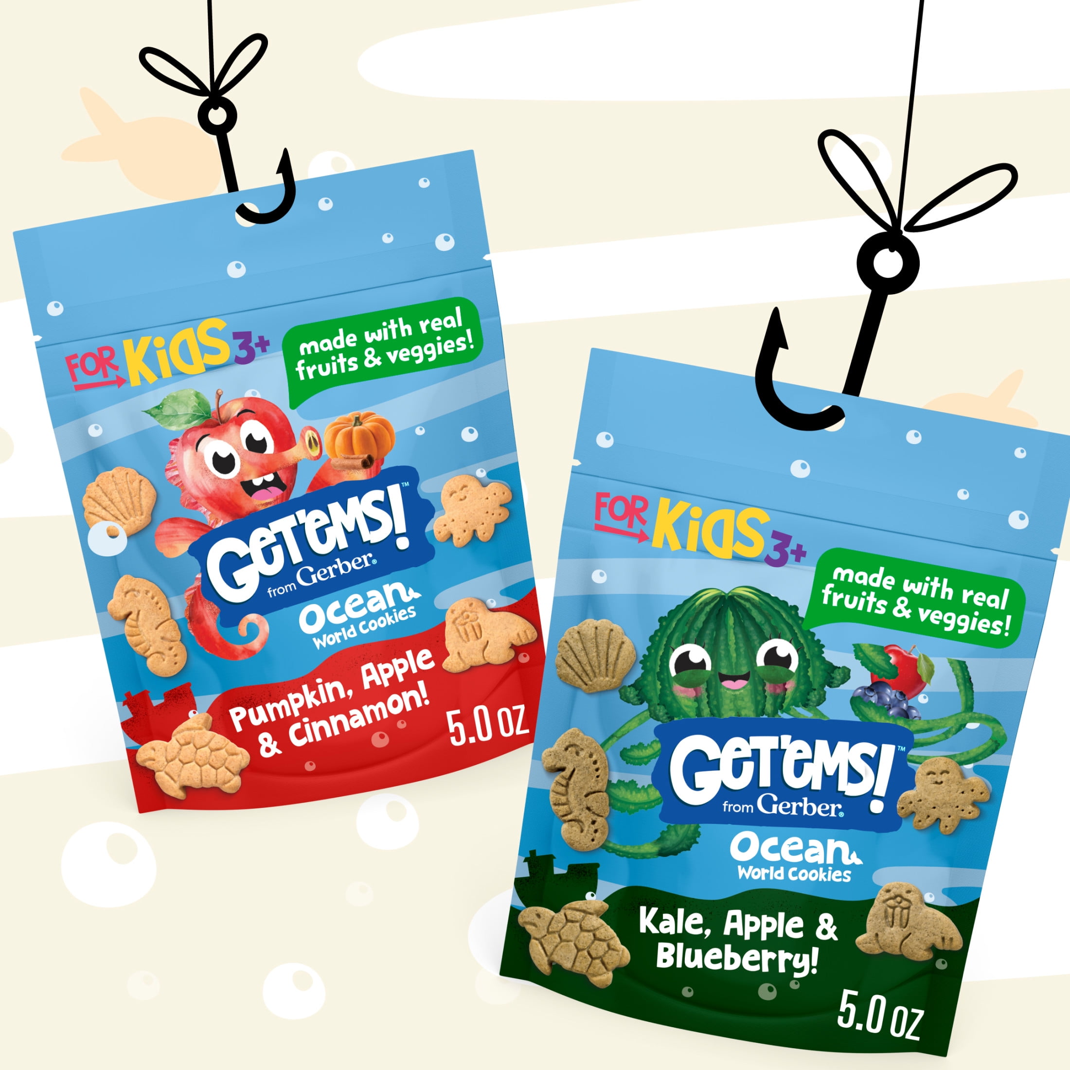 Gerber Get'ems Ocean World Cookies, Pumpkin Apple & Cinnamon Flavor (8 Pack, 8.48 oz) 95nll