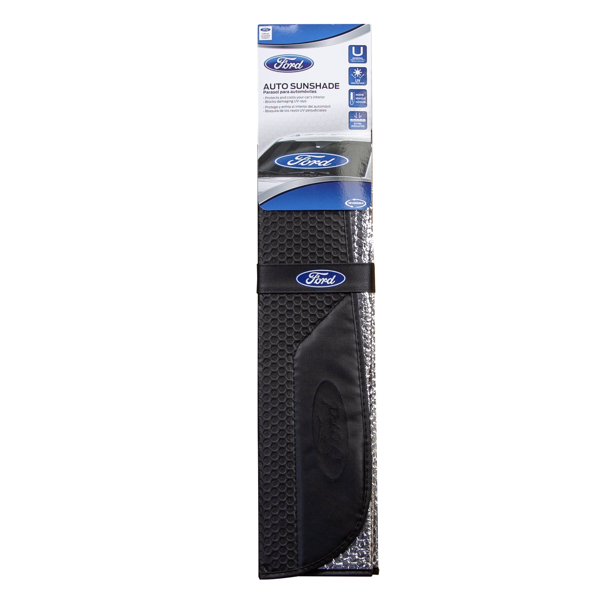 Ford Universal Fit Accordion Automotive Sunshade (Black, 58 in x 27.5 in) spg6j
