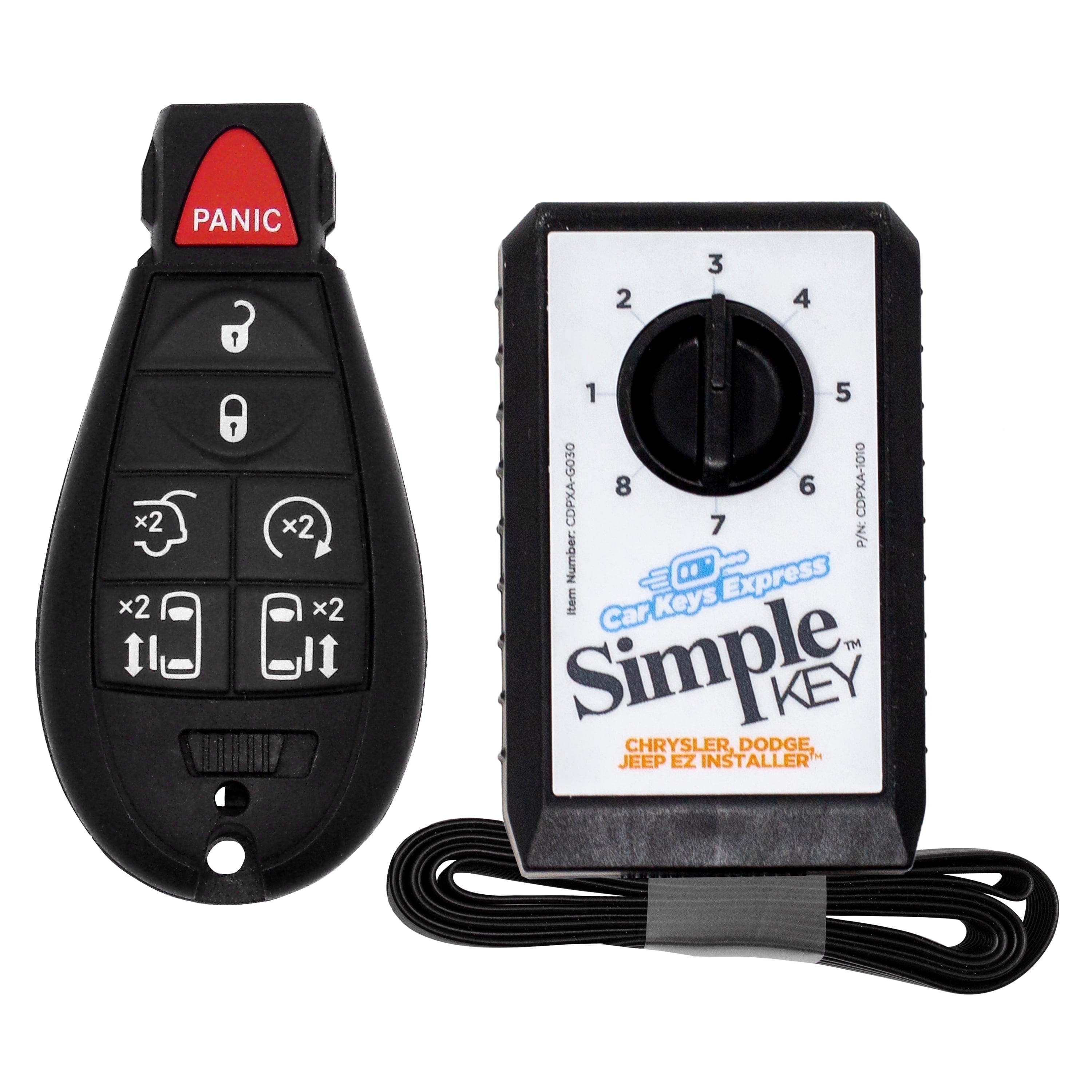 Car Keys Express Chrysler and Dodge Simple Key 7-Button Fobik Remote with Emergency Insert (Black, 1 Pack) nmxr6