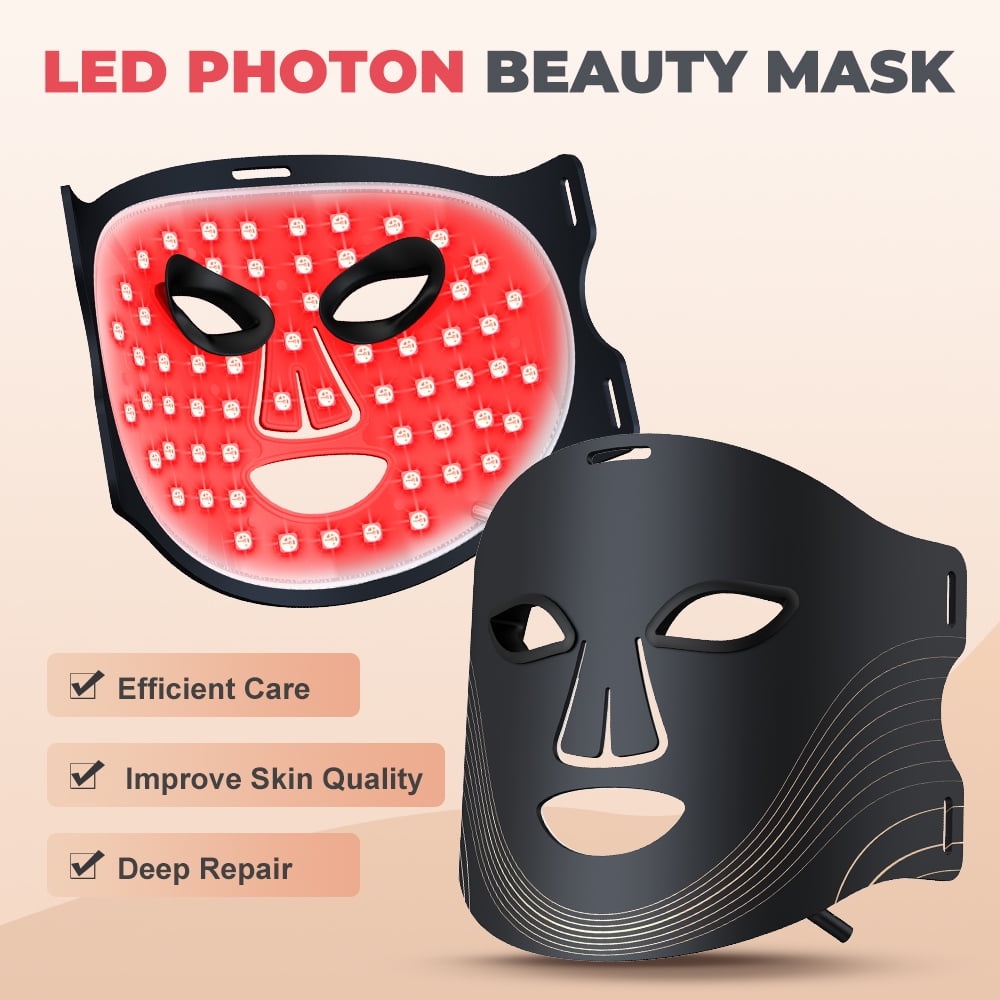 MS.DEAR LED Light Therapy Face Mask, 7-Color Skin Care Device with Remote (Black, 180 LED Beads) funjh