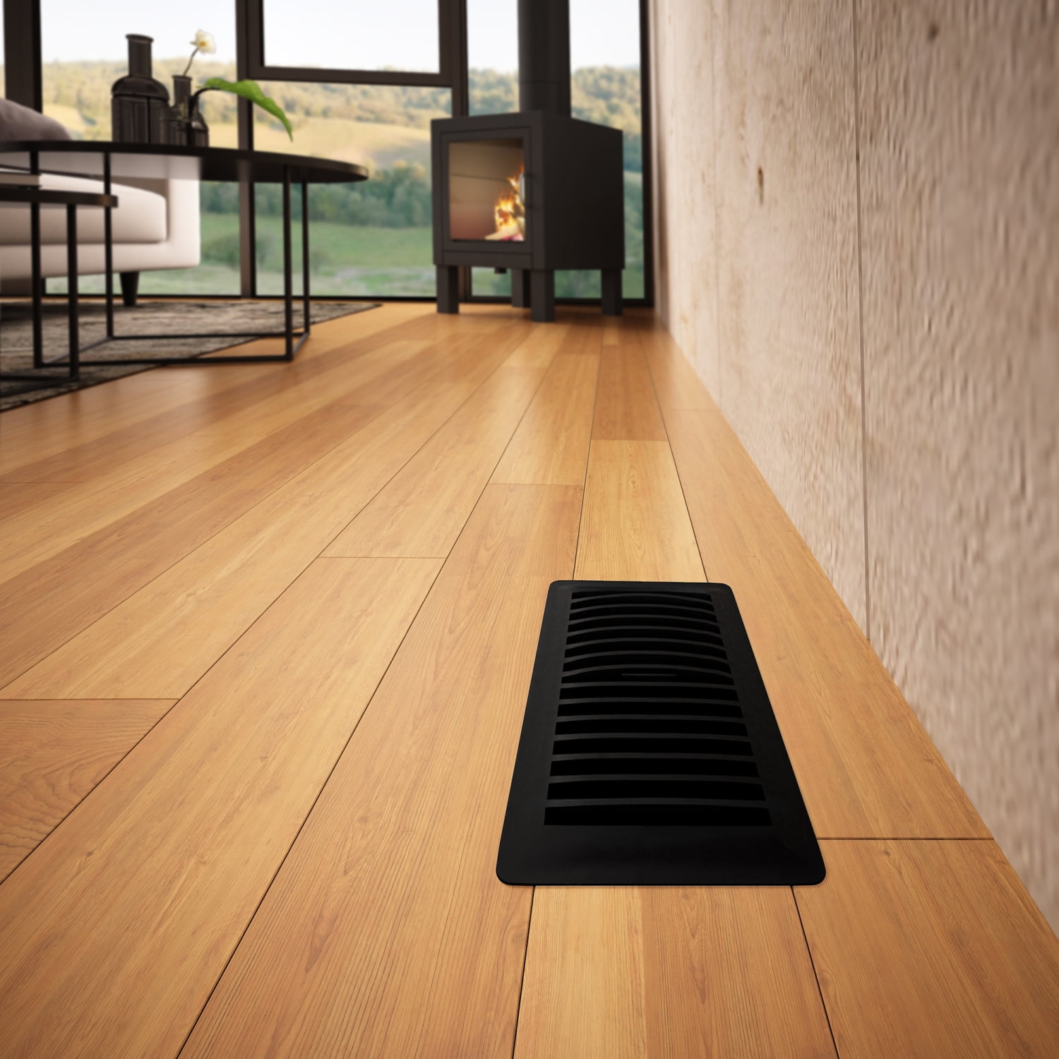 Imperial Louvered Floor Register Vent Cover (Black, 4 in x 12 in) tjjg5