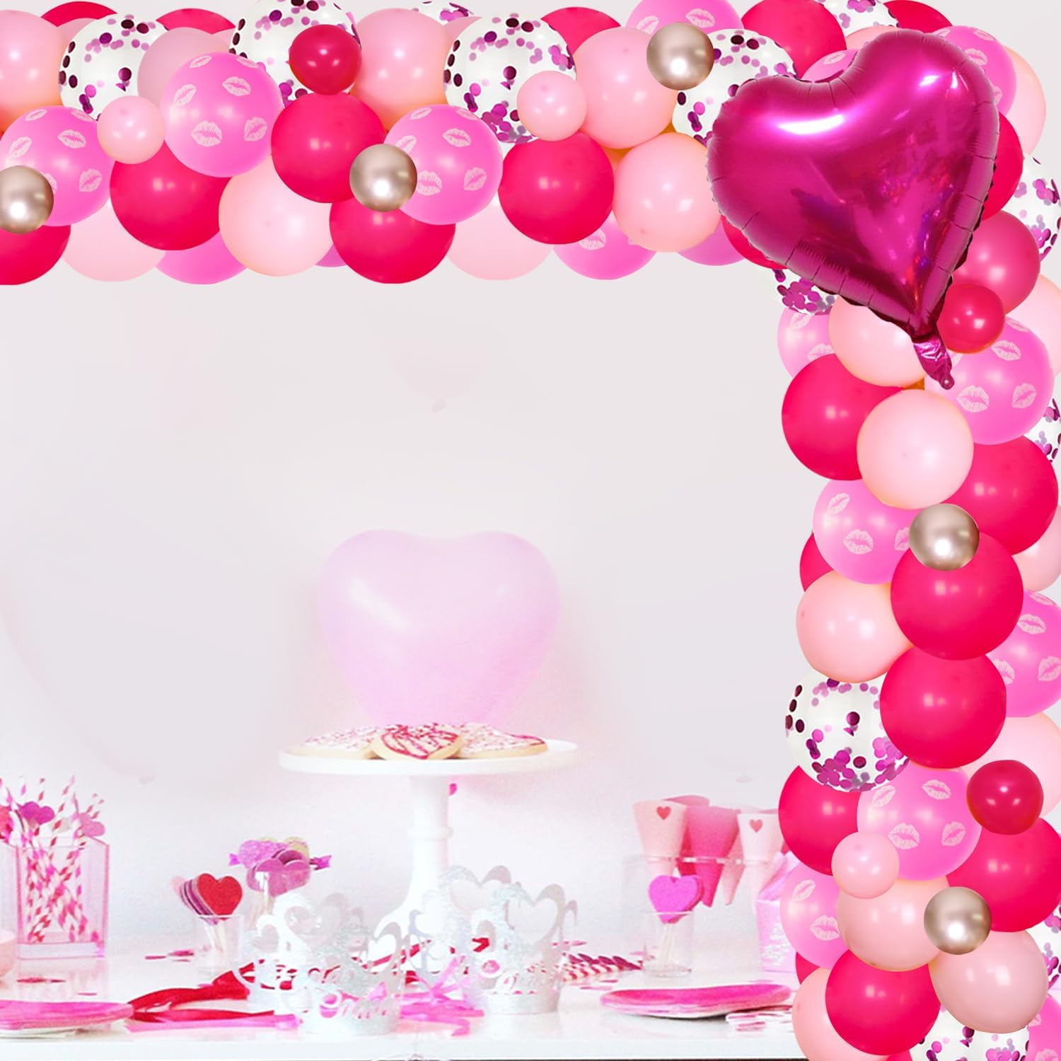 Merrystorm Bachelorette Party Balloon Garland Arch Kit (Rose Red and Pink, 85 Piece Set) me996