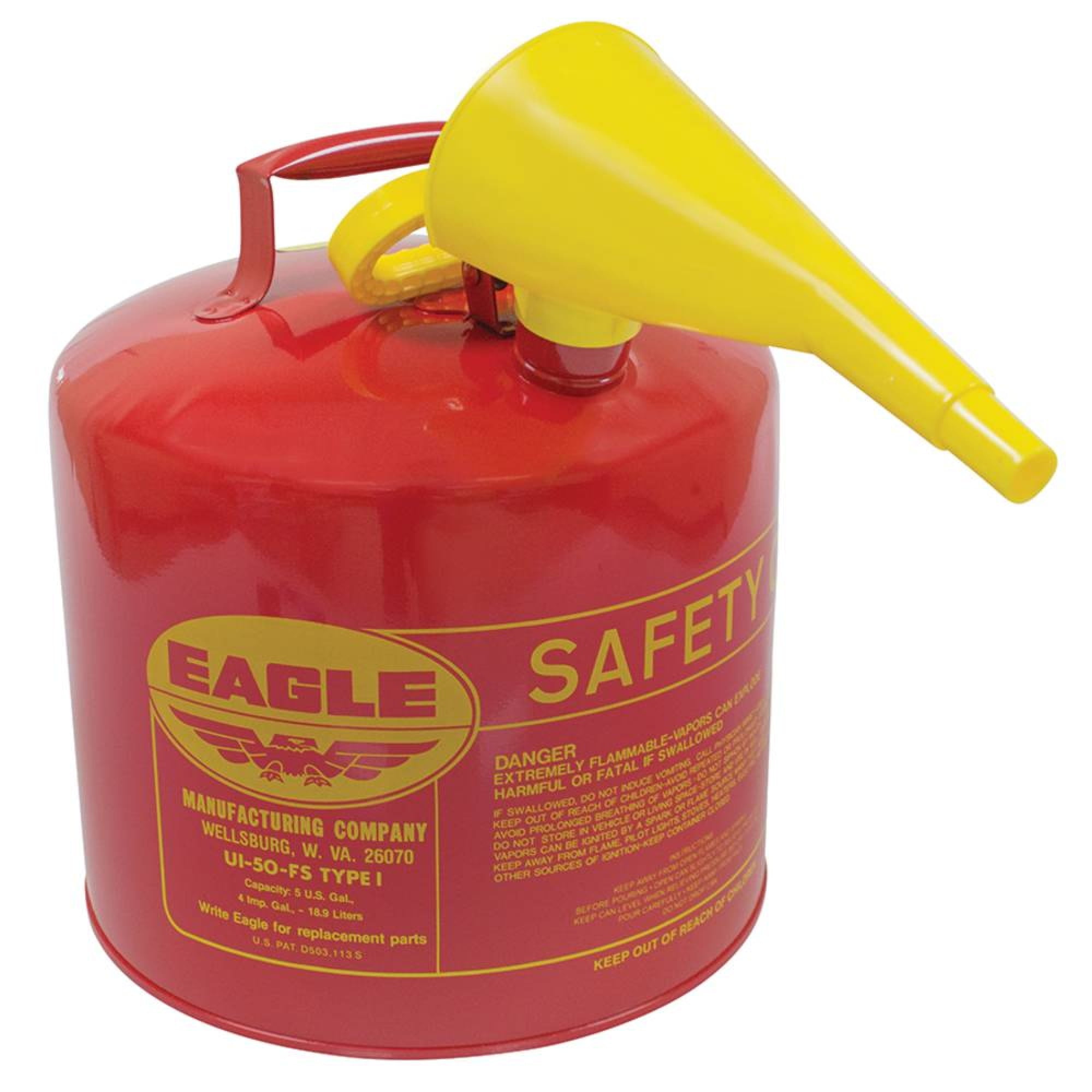 Stens Metal Safety Fuel Storage Container with Funnel (Red, 5 gal) 185yu