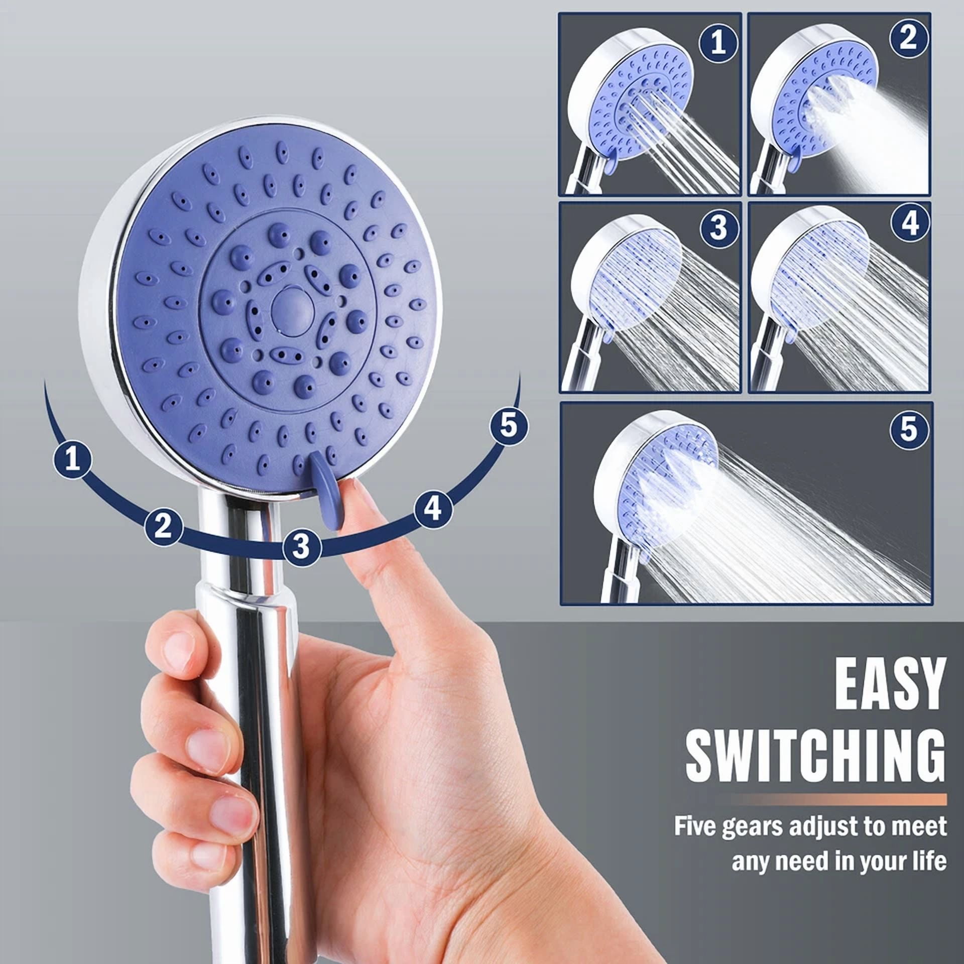 VAULT High Pressure Handheld Shower Head with 5 Adjustable Spray Settings (Chrome, 4 in) psn25