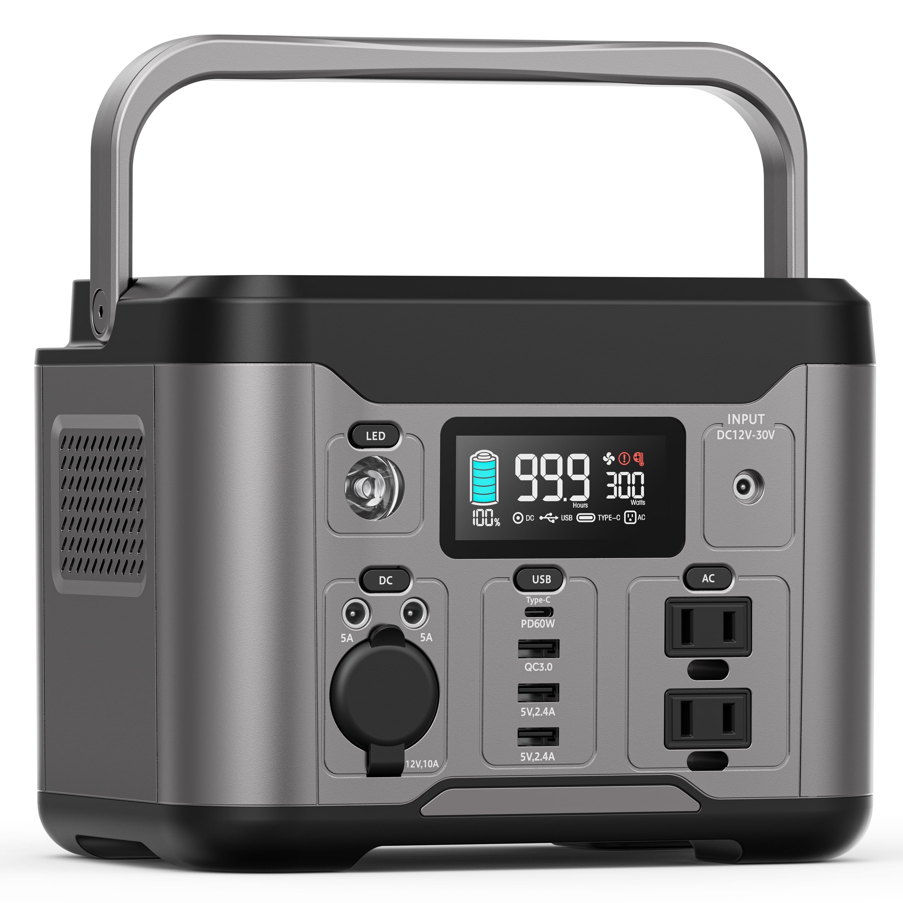 Qunler 300W Portable Power Station, 296Wh Backup Battery with 60W PD USB-C and 120V AC Outlet (Gray) rl99z