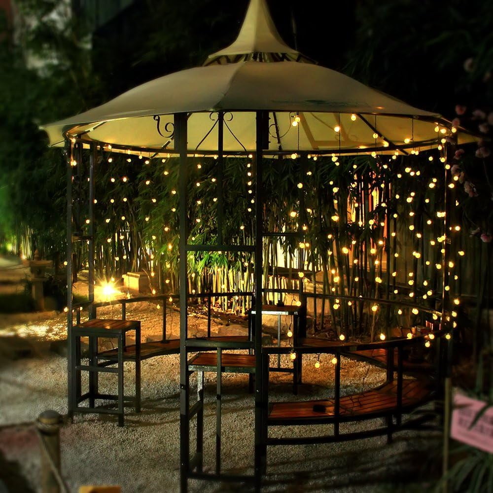 LED Decoration's Solution Solar String Lights Outdoor, 100 LED Globe Patio Lights with 8 Lighting Modes (Warm White, 56 ft) p25or