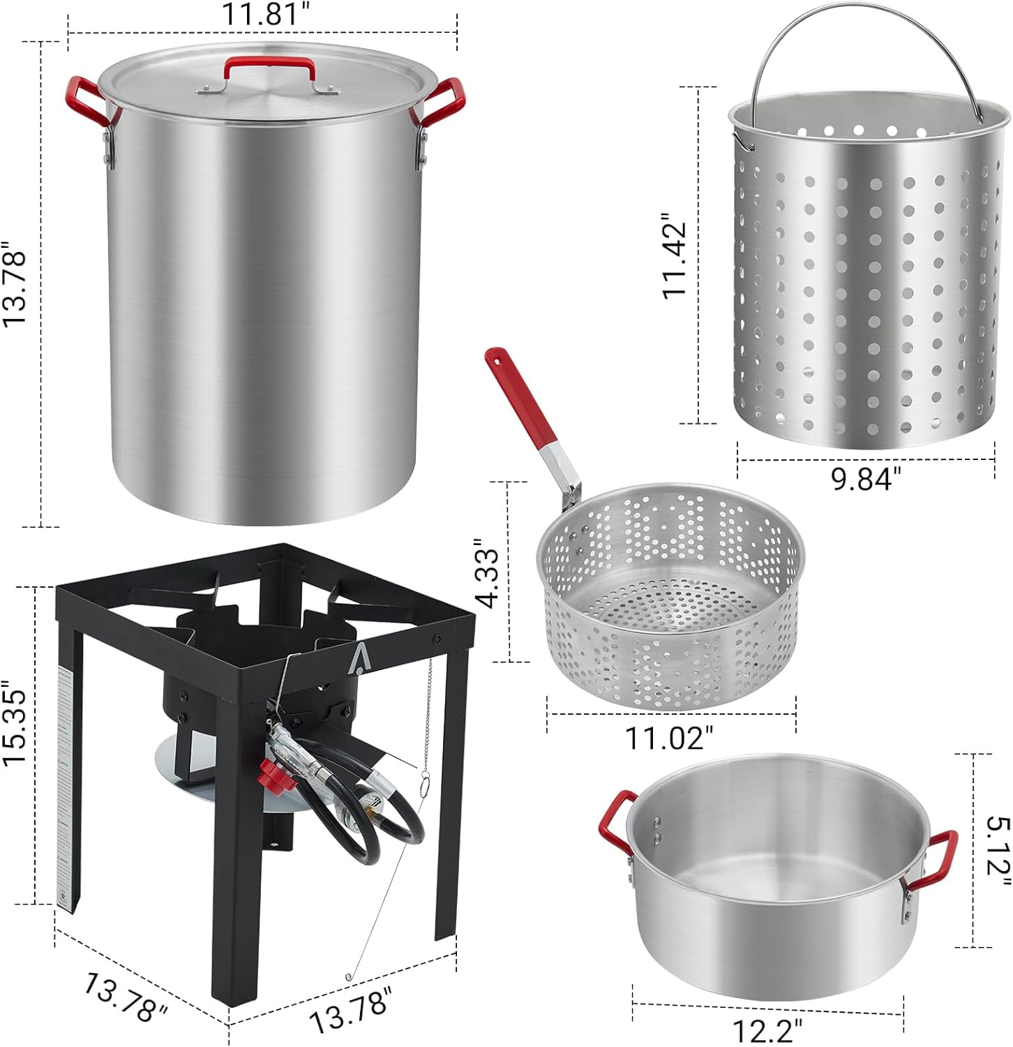 Historyli Outdoor Propane Turkey and Fish Fryer Cooker Set (Black, 30 QT and 10 QT) b25wf