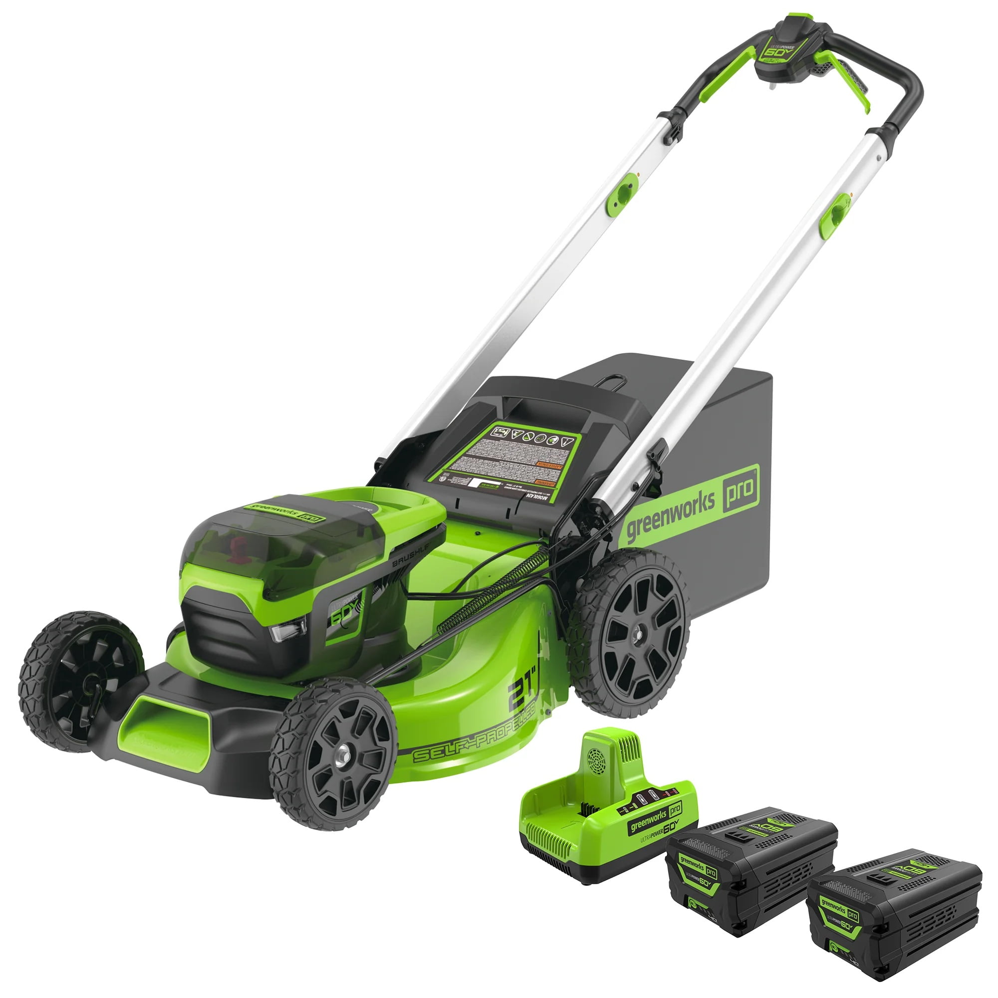 Greenworks 60V 21 in. Brushless Self-Propelled Cordless Lawn Mower (Green, 21 in. Deck) 50h1r